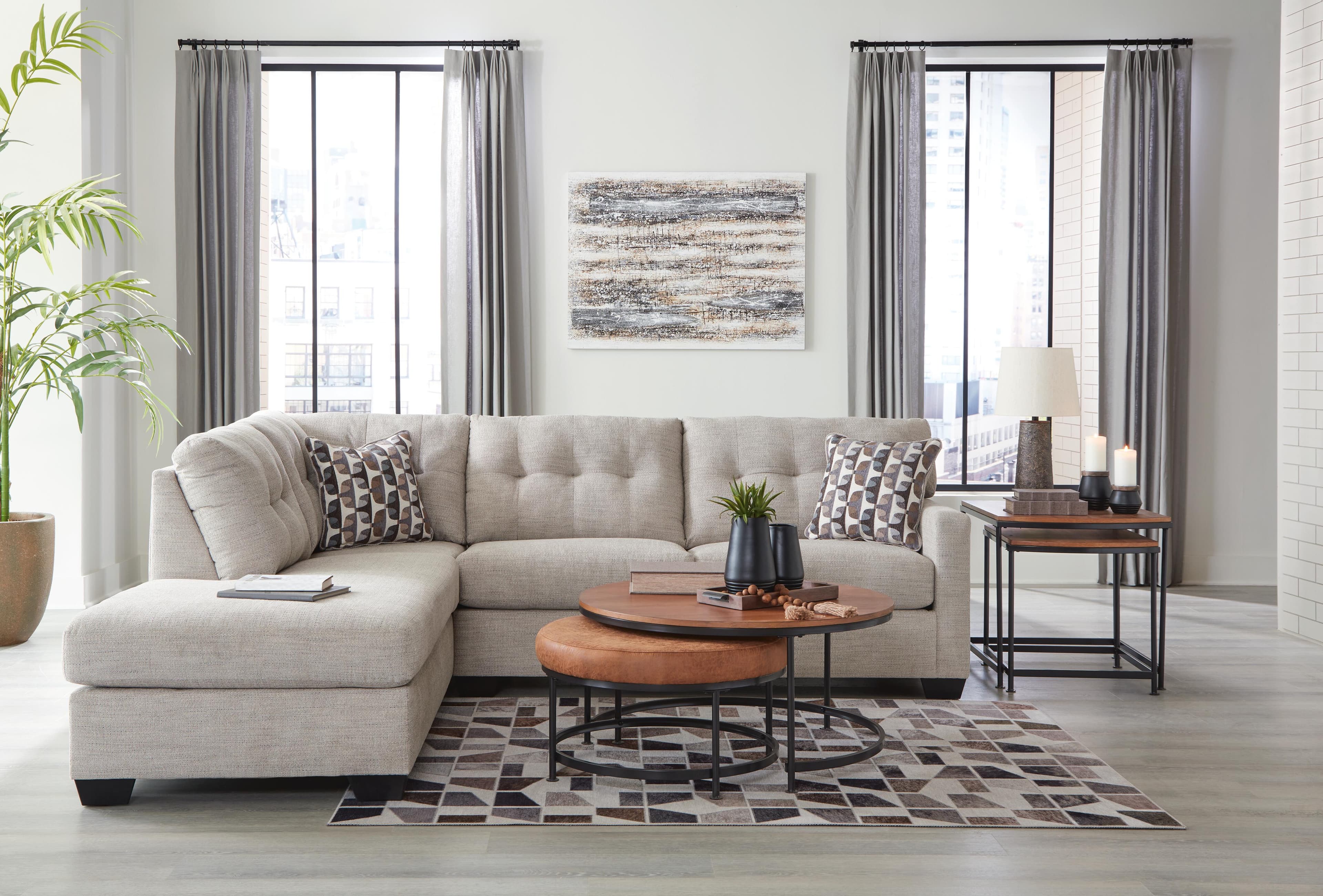 Mahoney 2-Piece Sectional with Chaise — Brown/Beige — view 3