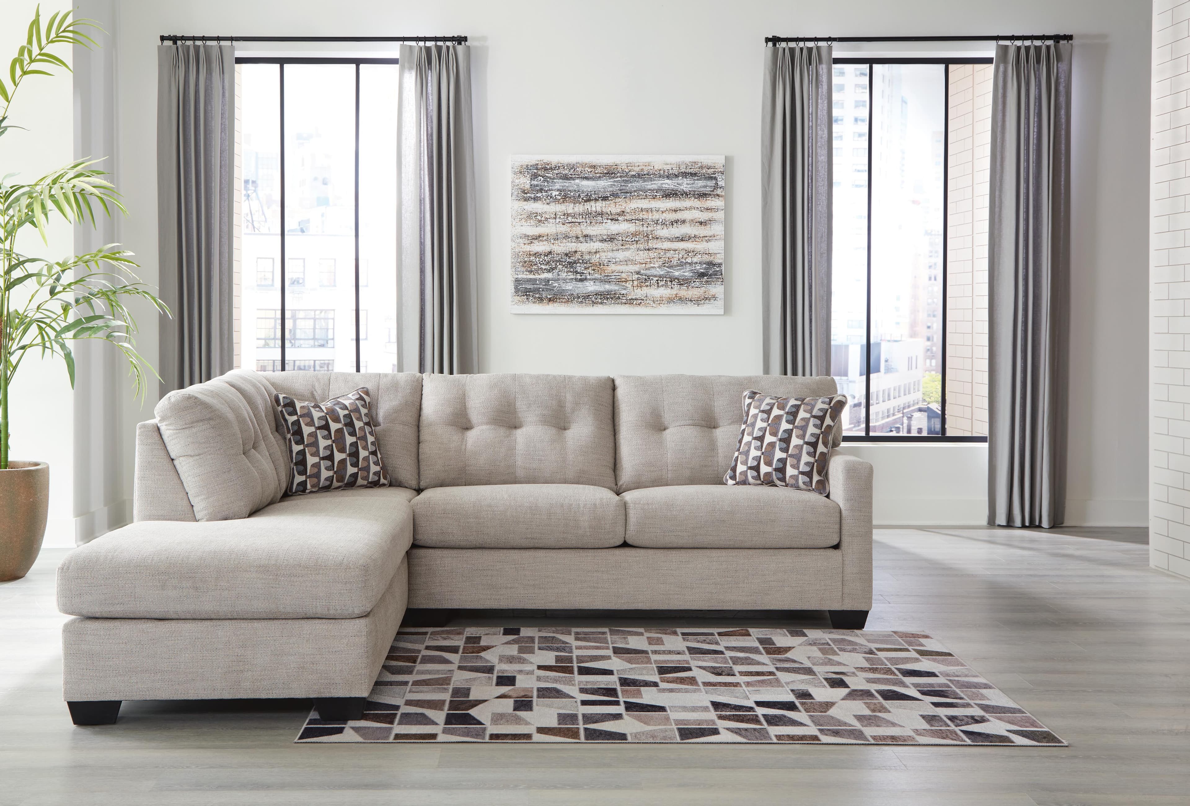 Mahoney 2-Piece Sectional with Chaise — Brown/Beige — view 2