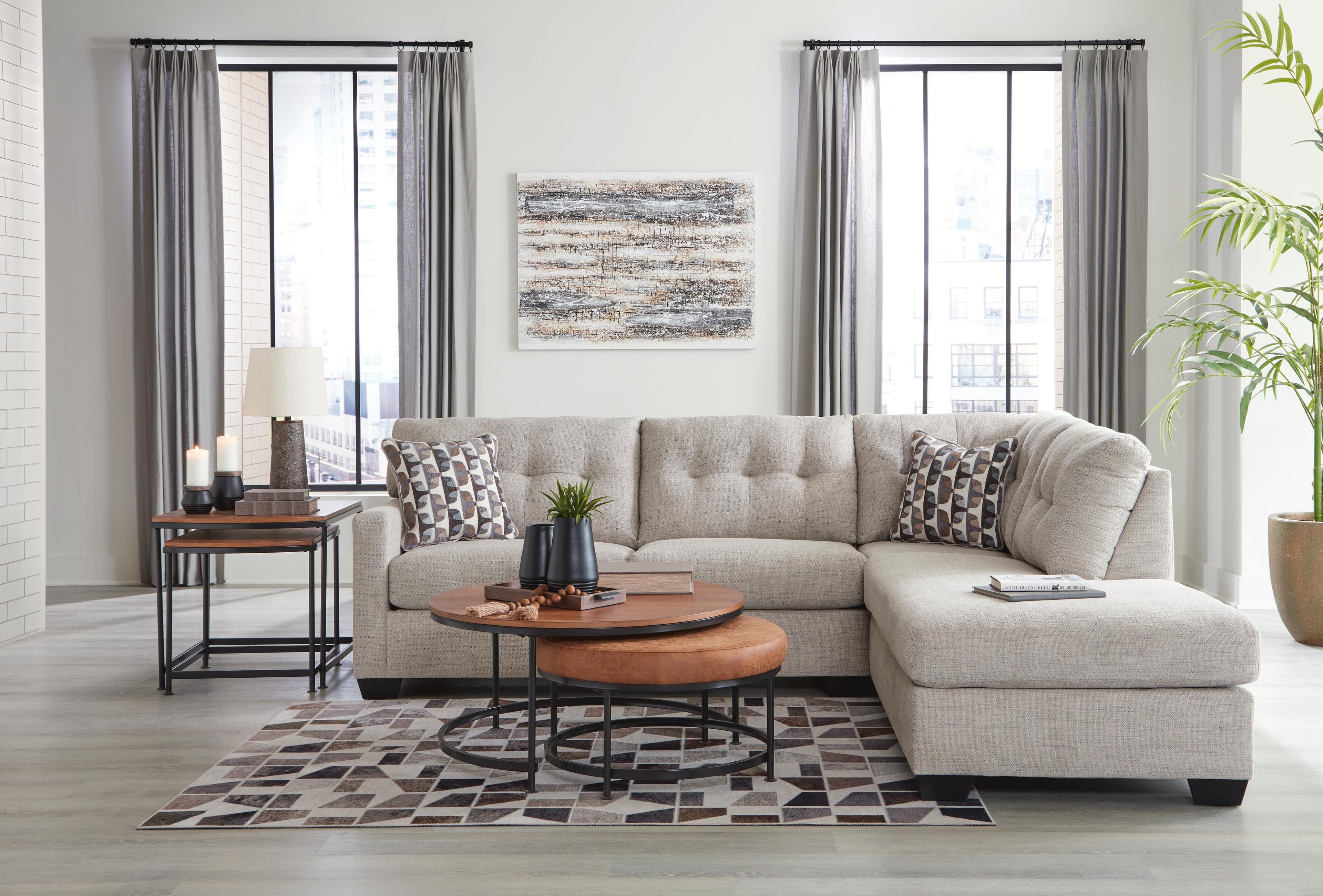 Mahoney 2-Piece Sectional with Chaise — Brown/Beige — view 3