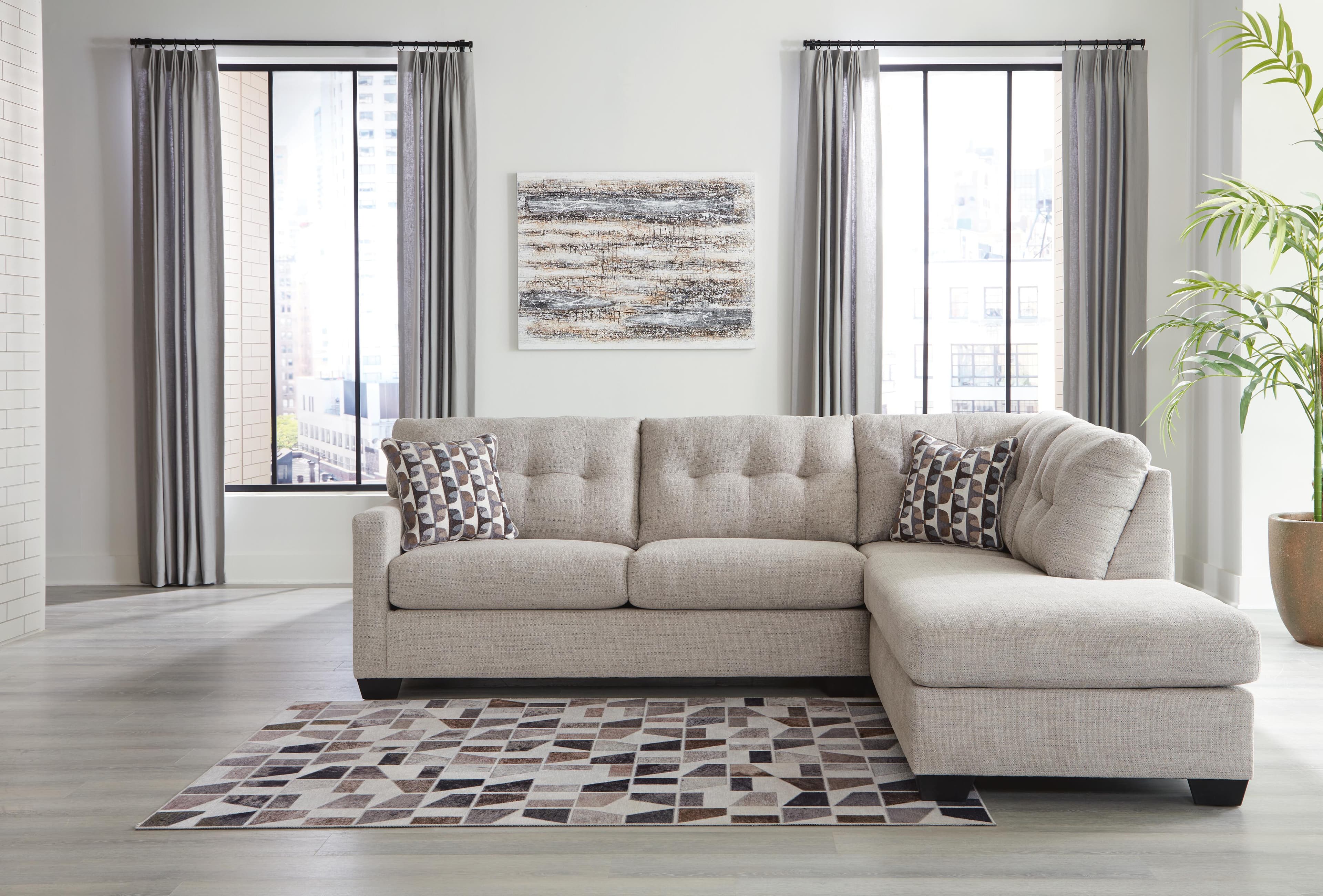 Mahoney 2-Piece Sectional with Chaise — Brown/Beige — view 2