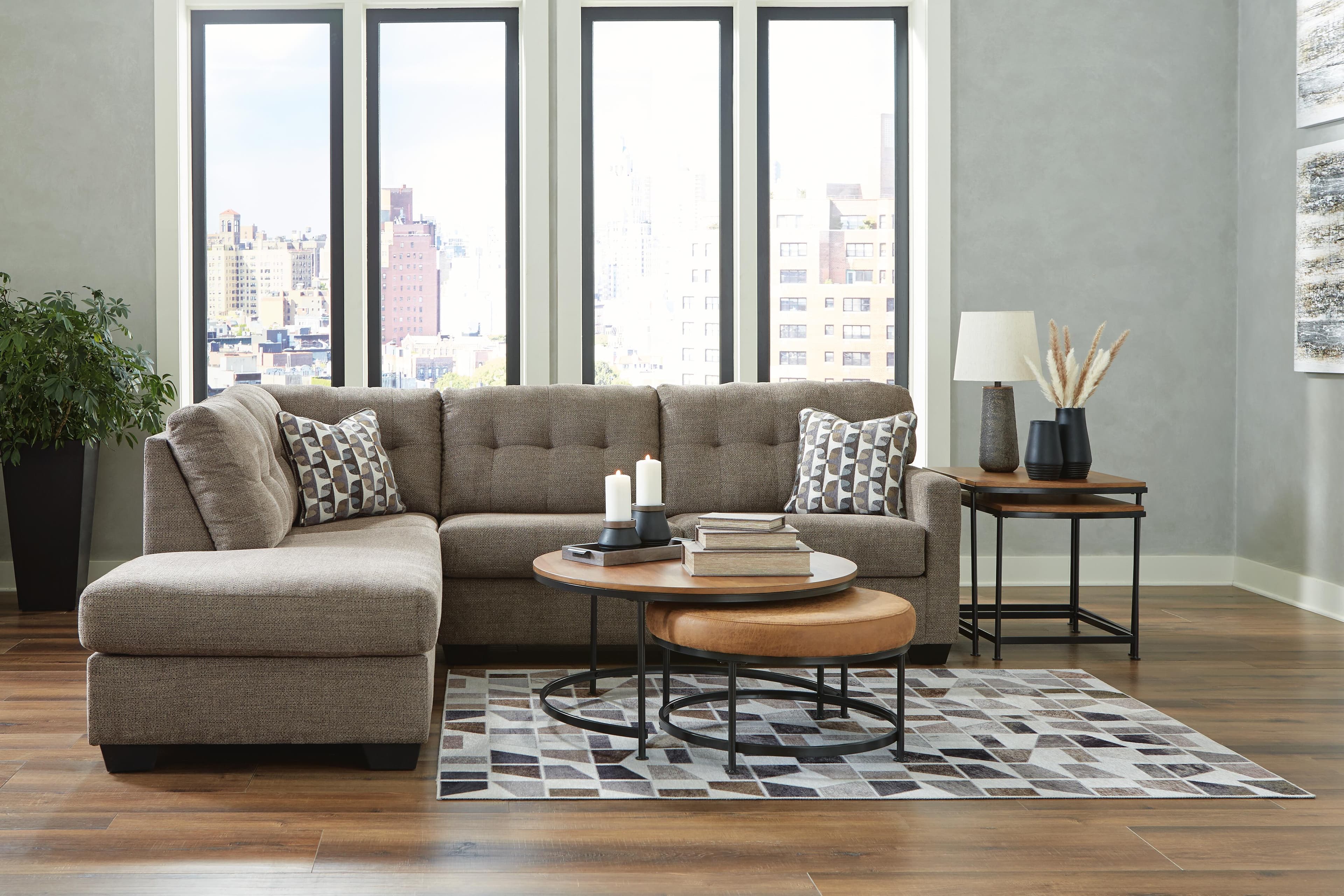 Mahoney 2-Piece Sectional with Chaise — Brown/Beige — view 4