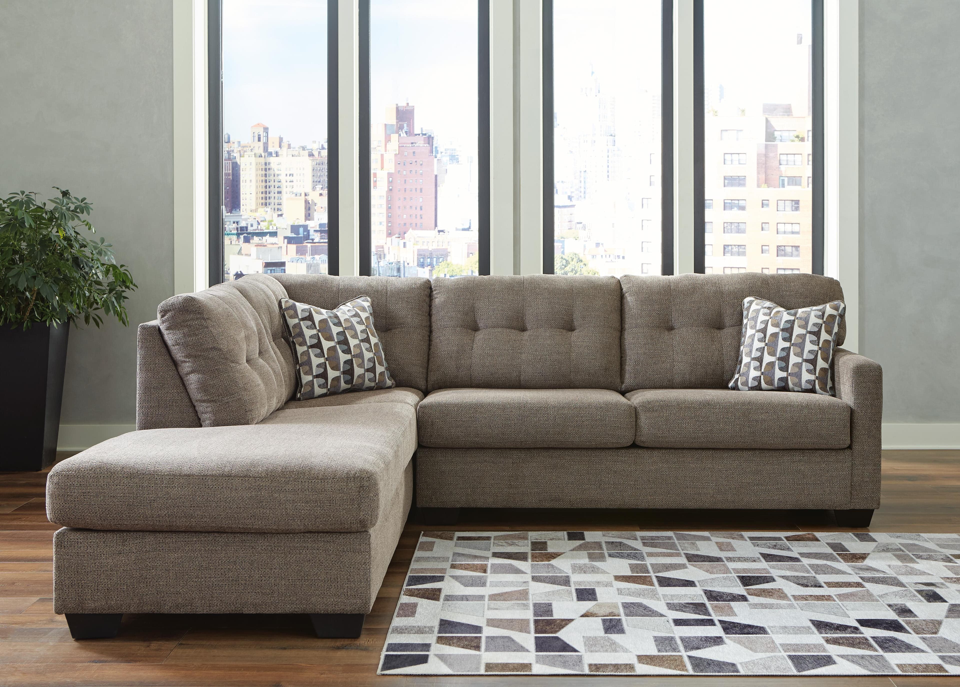 Mahoney 2-Piece Sleeper Sectional with Chaise — Brown/Beige — view 4