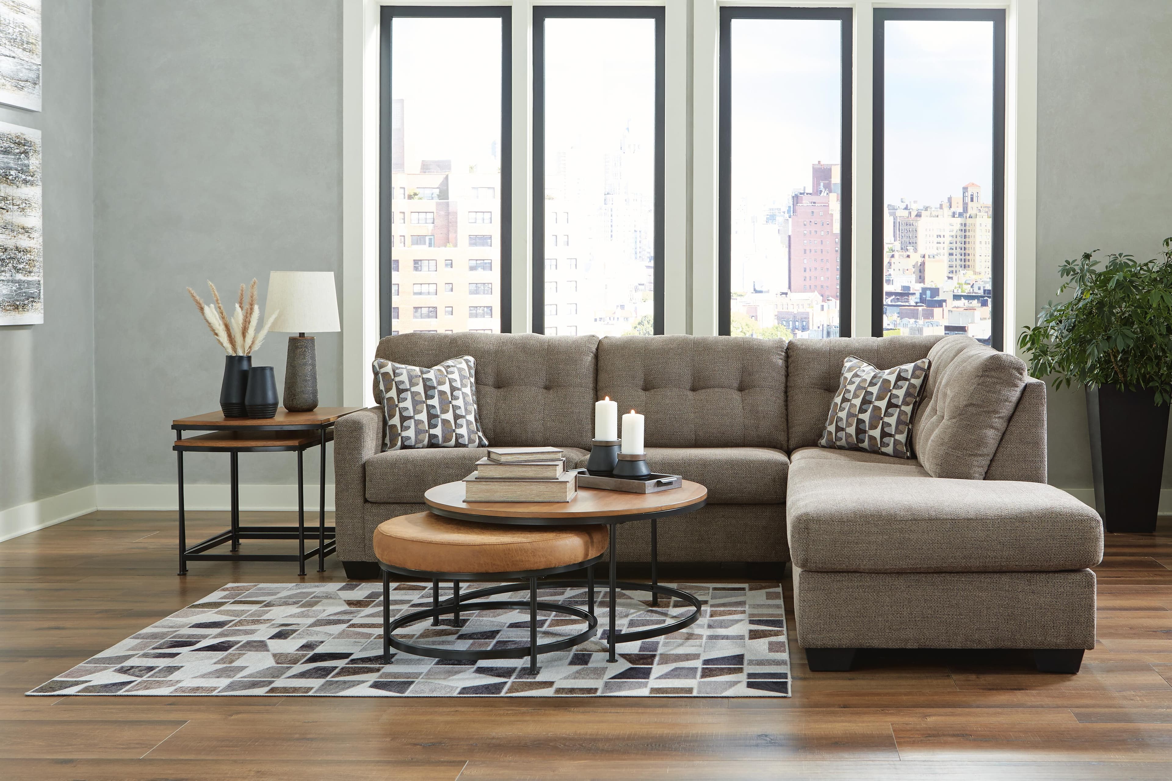 Mahoney 2-Piece Sectional with Chaise — Brown/Beige — view 4