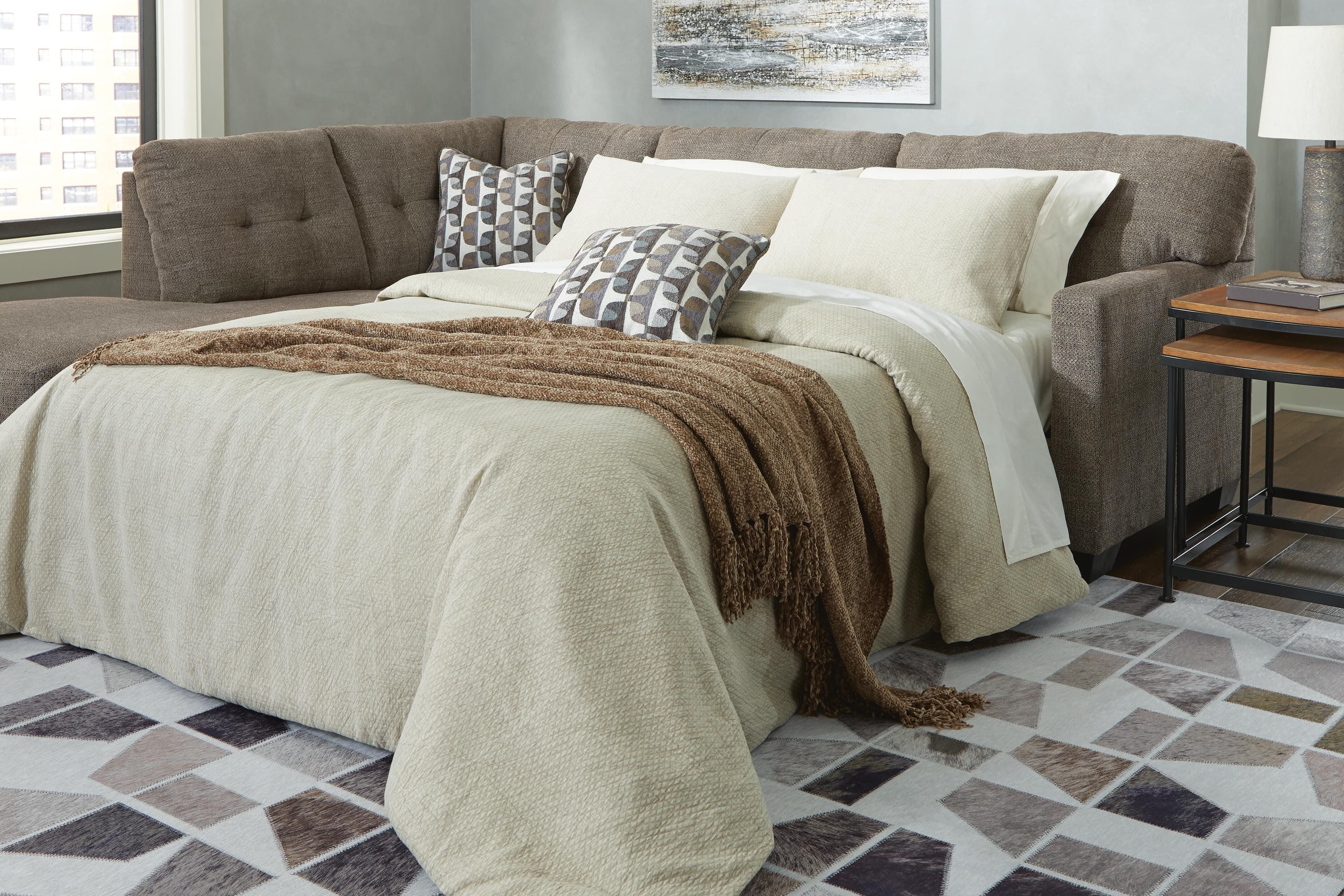 Mahoney 2-Piece Sleeper Sectional with Chaise — Brown/Beige — view 2