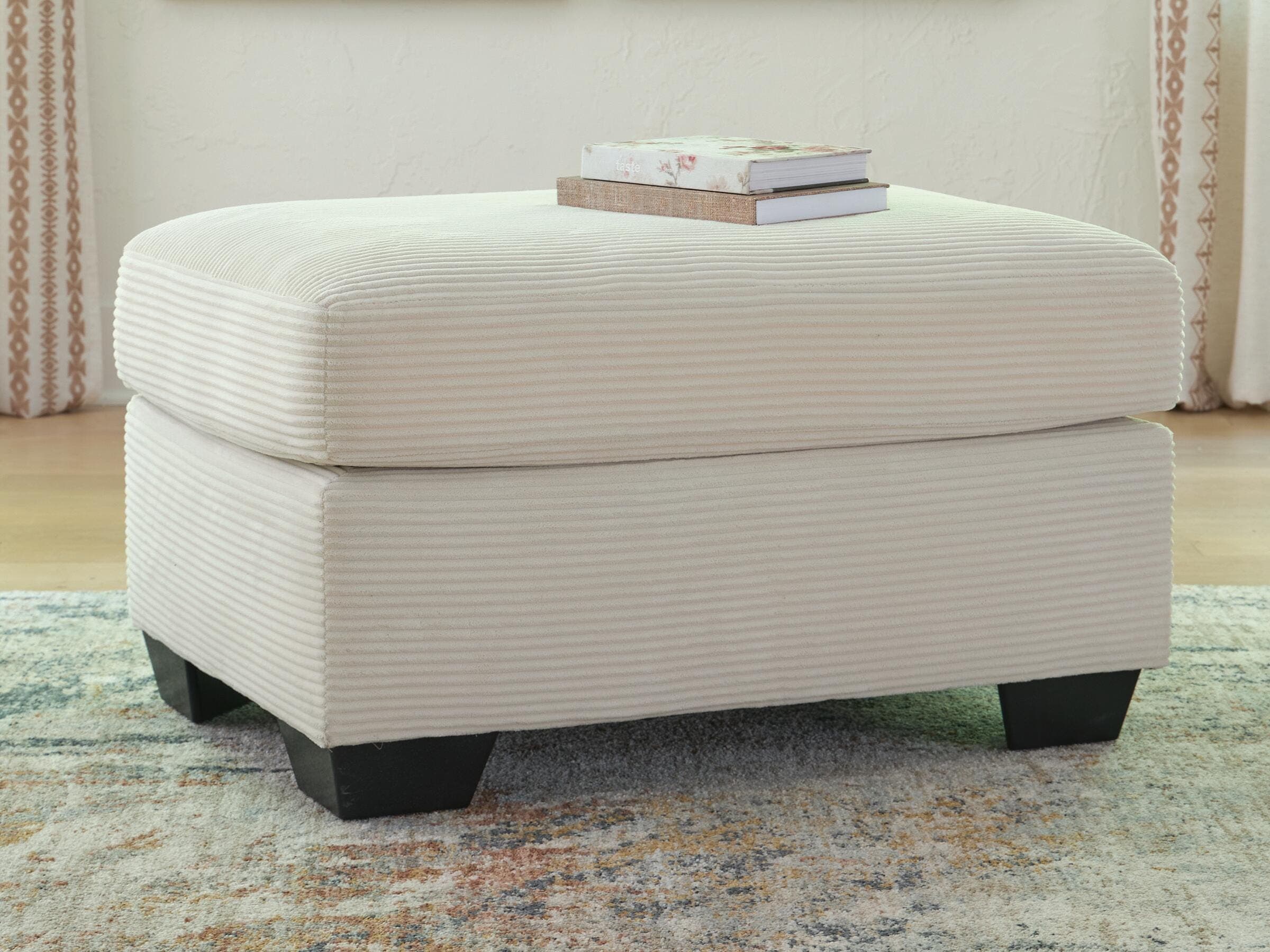 Amesley Ottoman — White — view 2