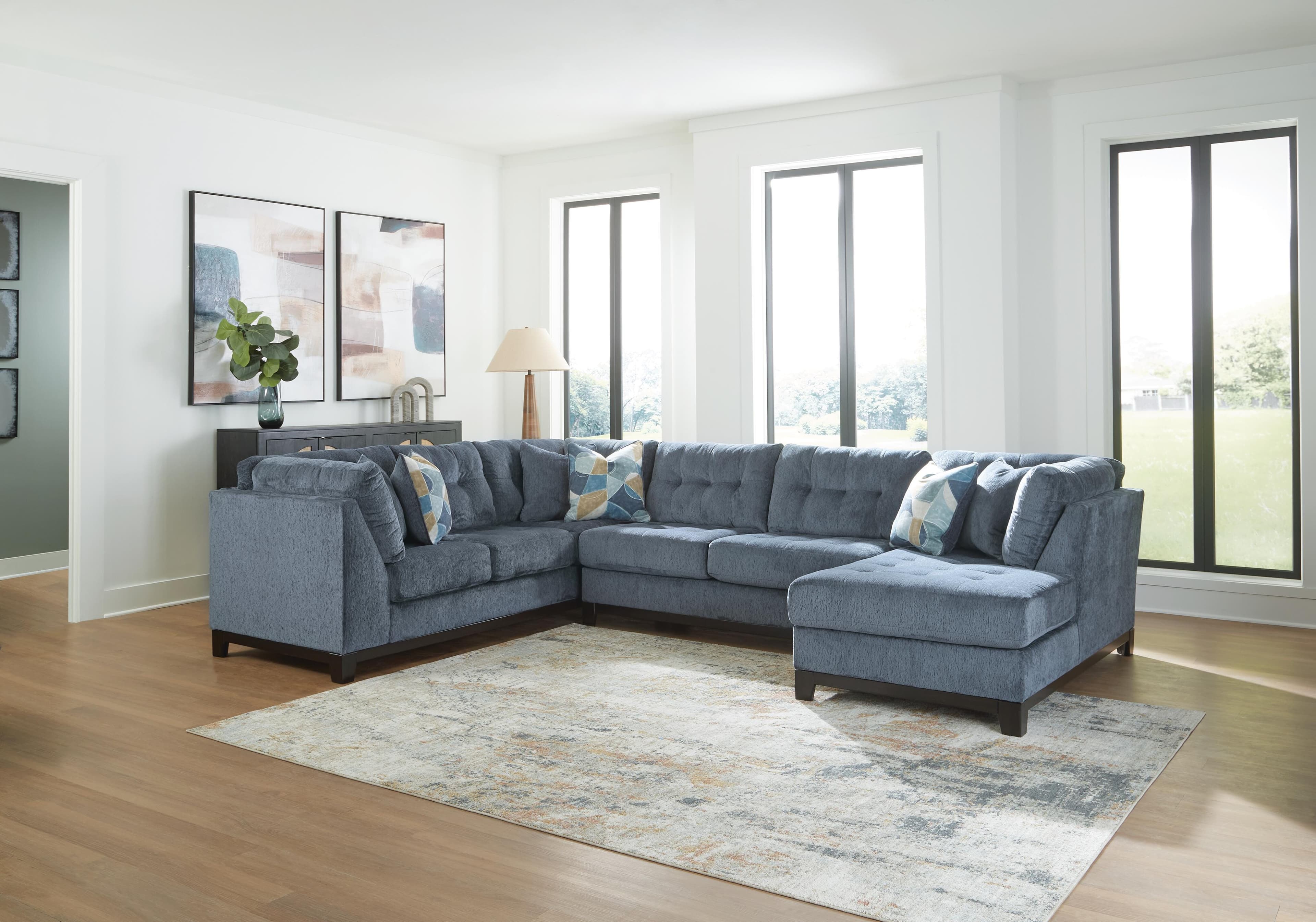 Maxon Place 3-Piece Sectional with Chaise — Blue — view 2
