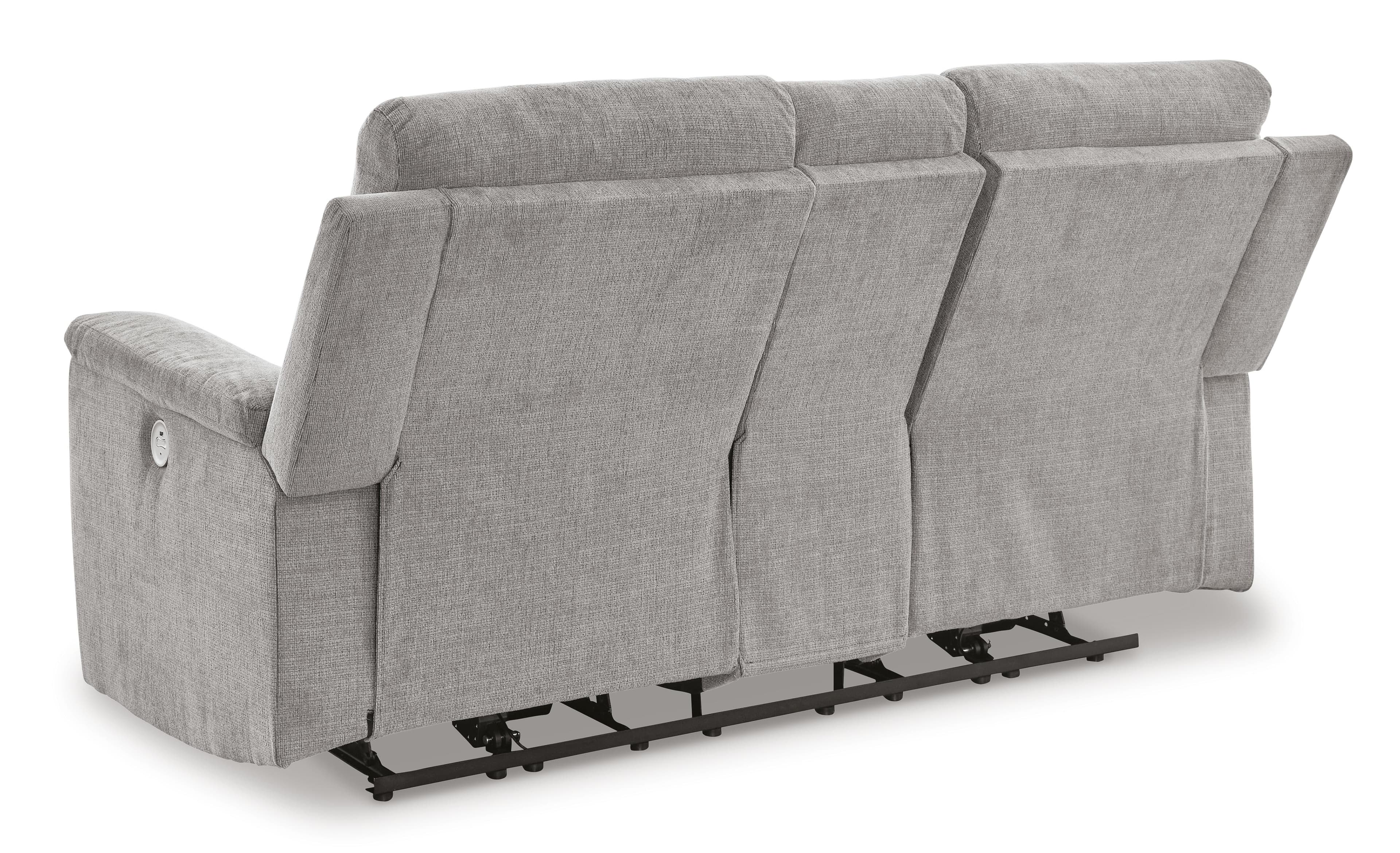 Barnsana Power Reclining Loveseat with Console — Black/Gray — view 7