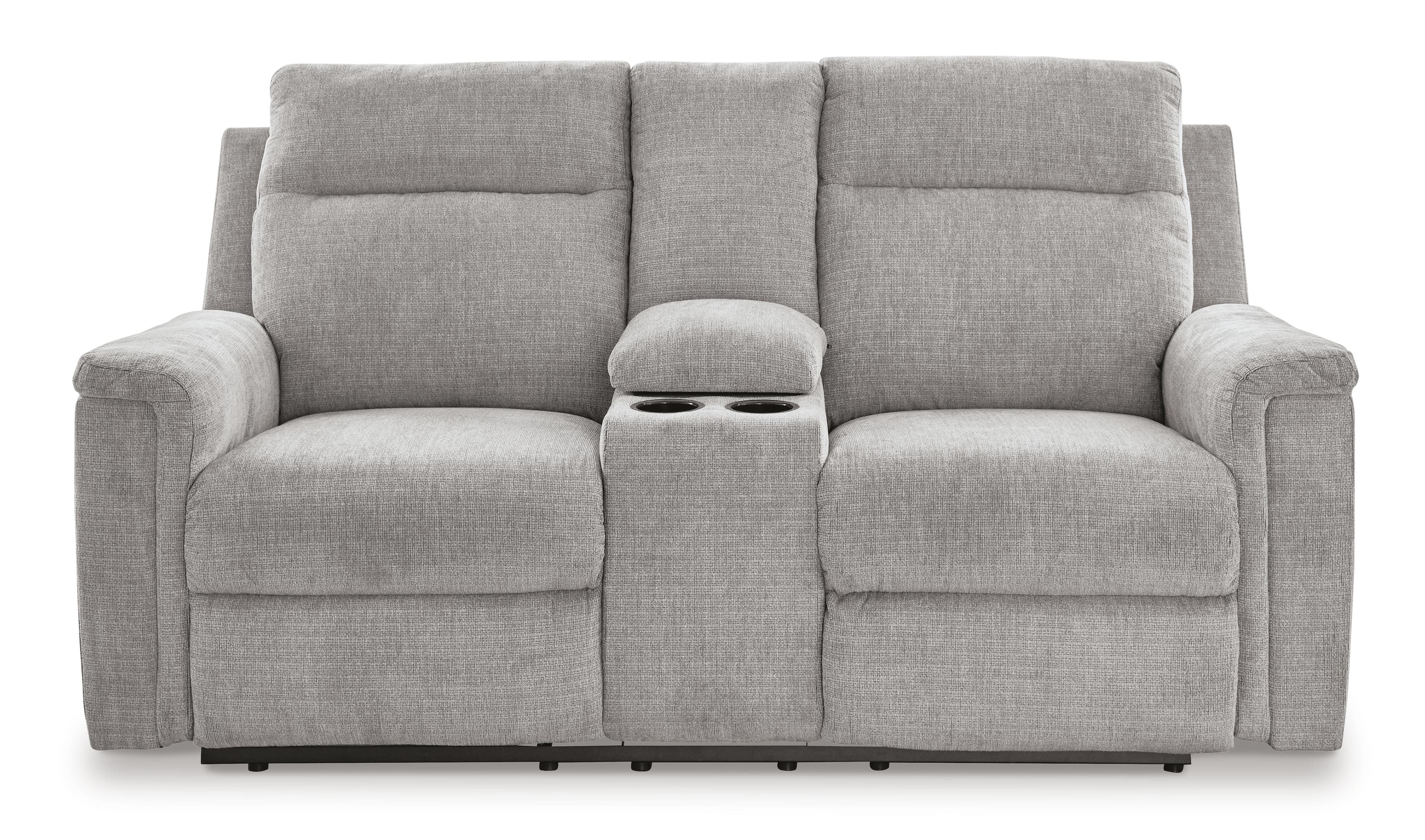 Barnsana Power Reclining Loveseat with Console — Black/Gray — view 5
