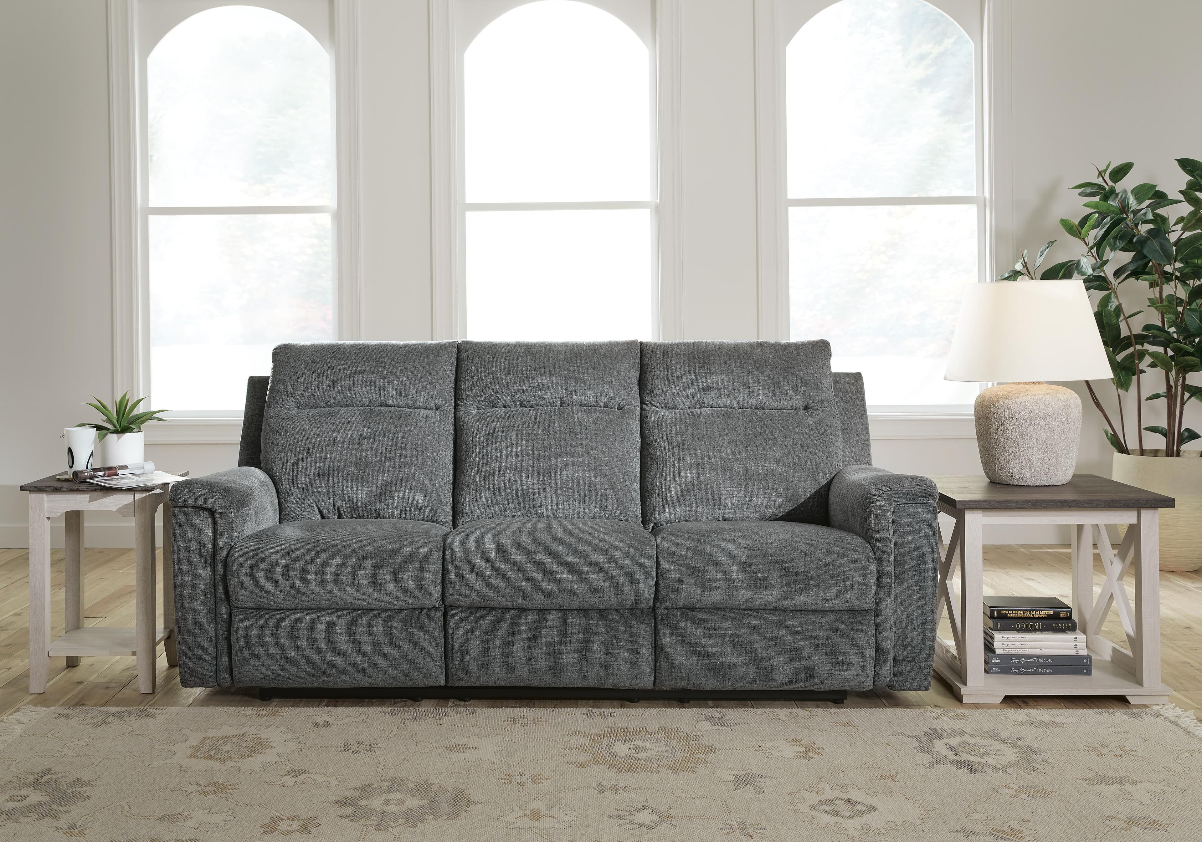Barnsana Power Reclining Sofa — Black/Gray — view 2