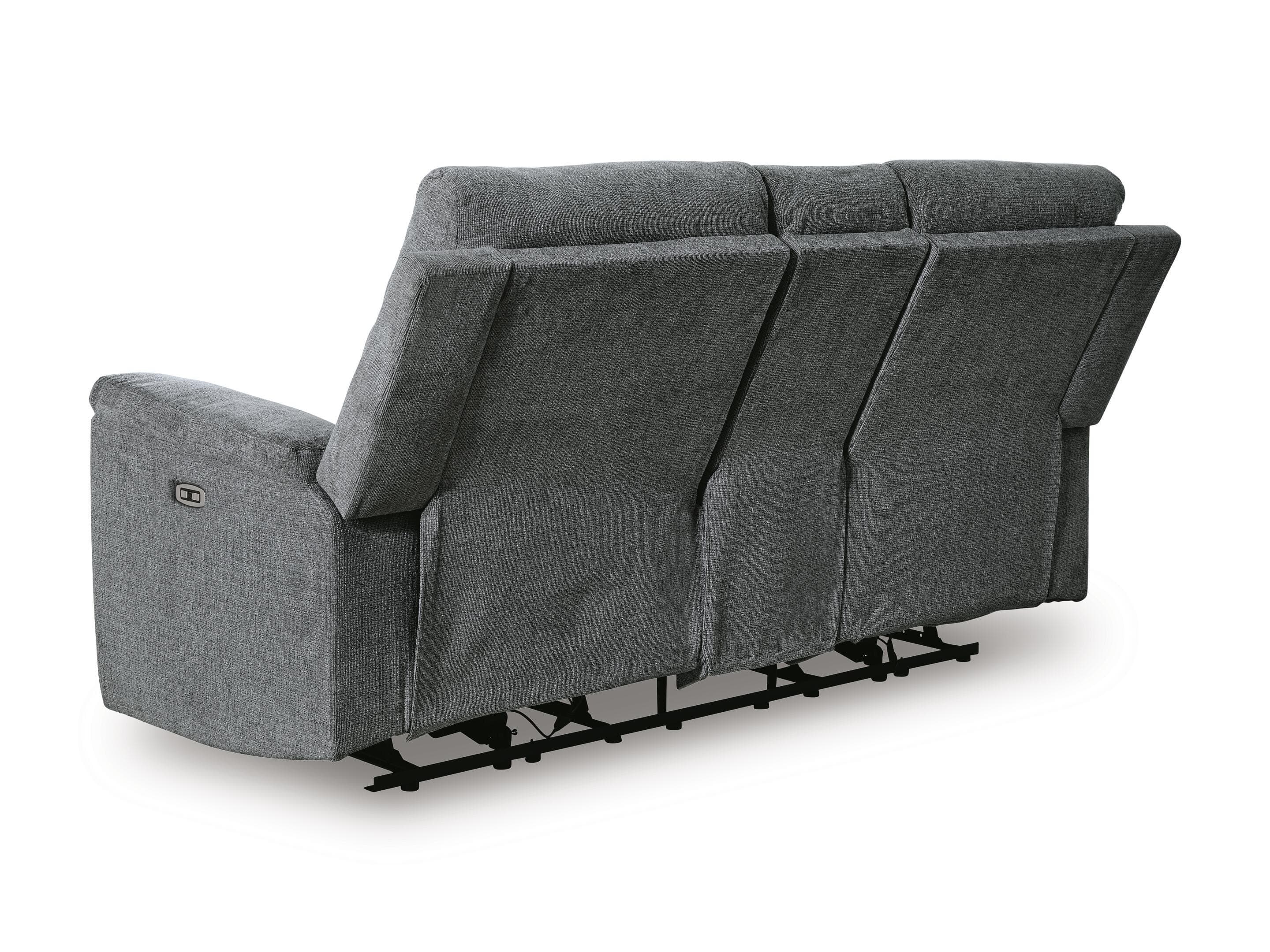 Barnsana Power Reclining Loveseat with Console — Black/Gray — view 7