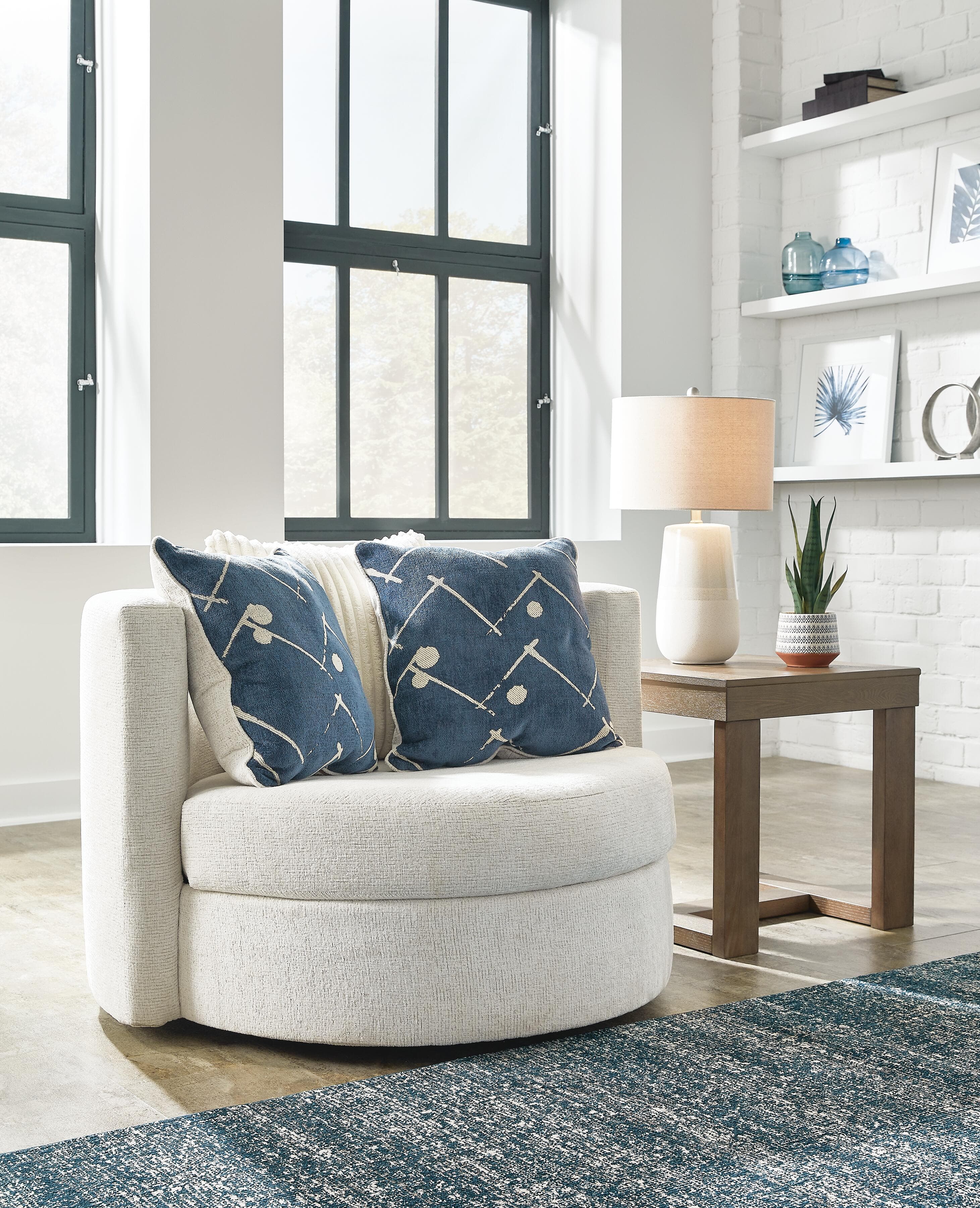 Padova Swivel Accent Chair — White — view 2