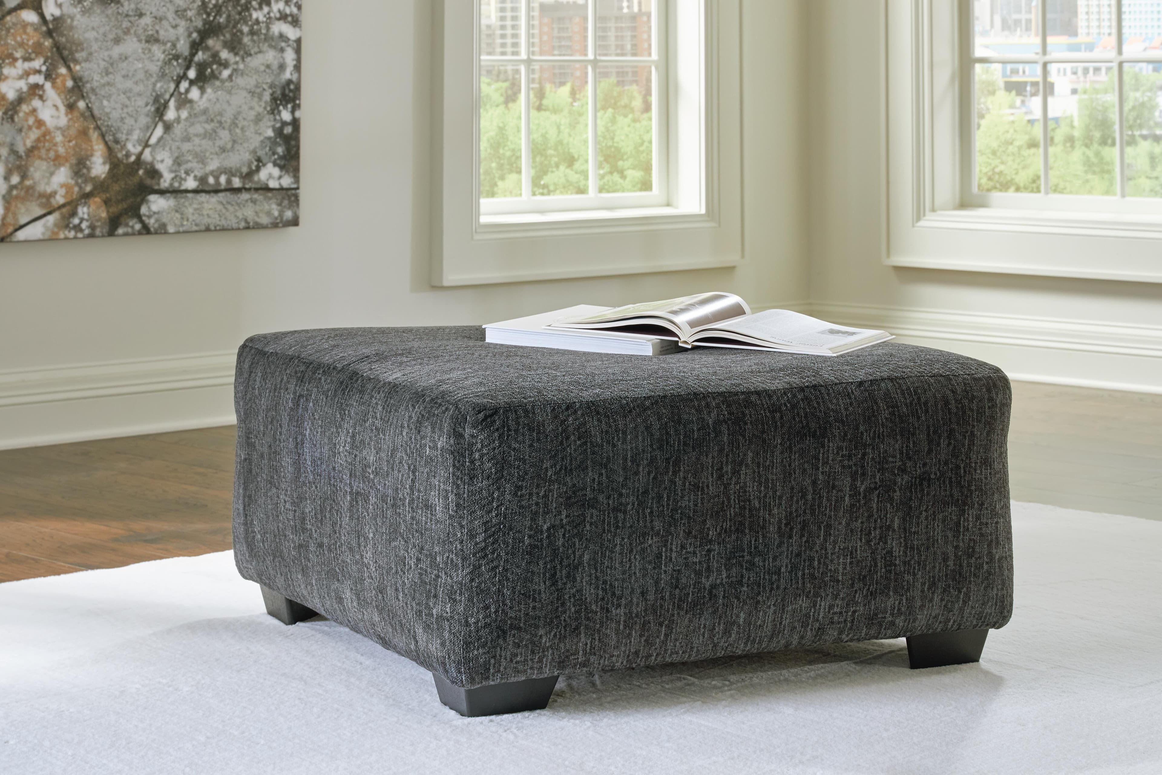 Biddeford Oversized Accent Ottoman — Black/Gray — view 2