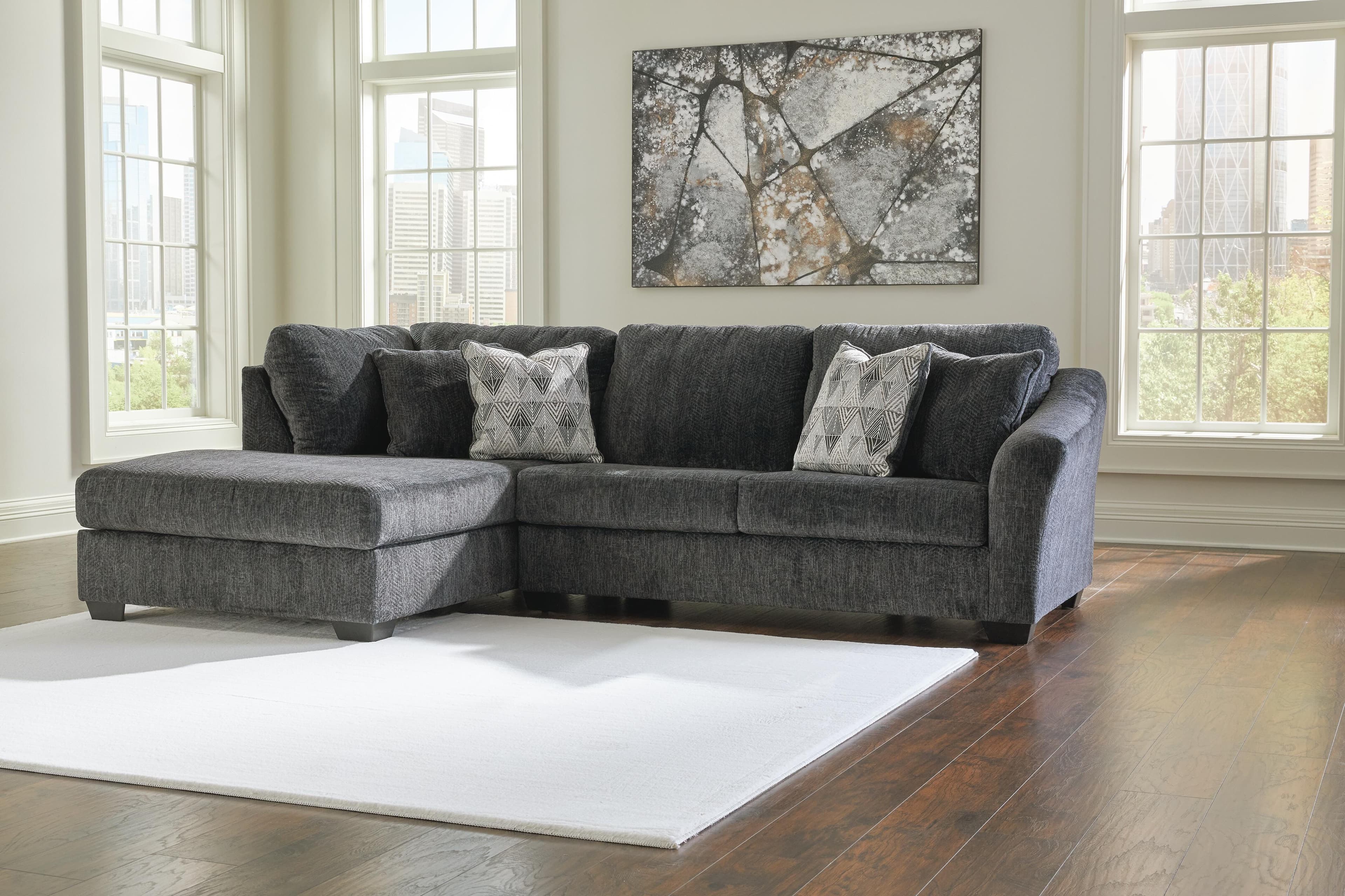 Biddeford 2-Piece Sectional with Chaise — Black/Gray — view 2