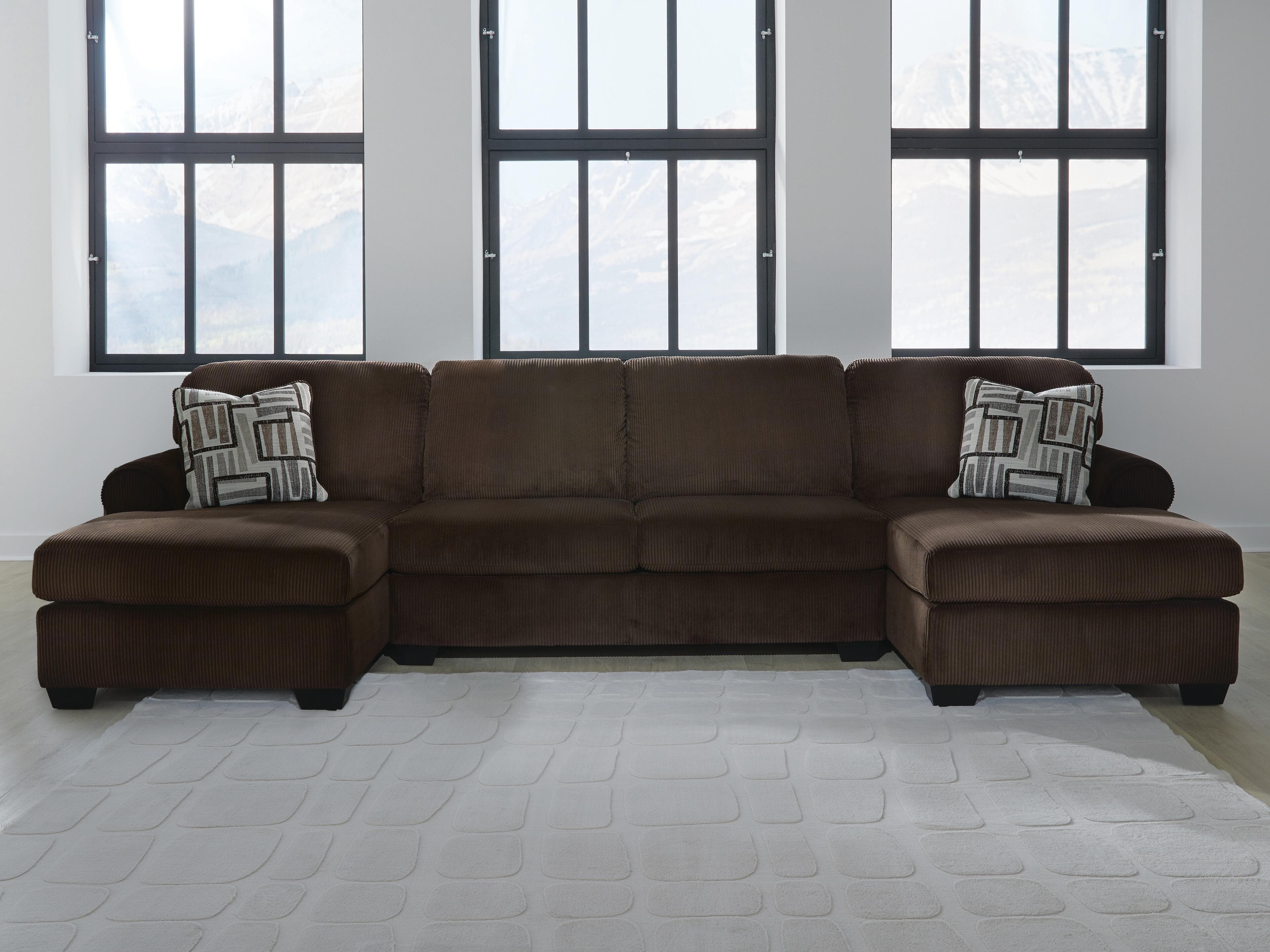 Landsings 3-Piece Sectional with Double Chaise — Chocolate — view 2