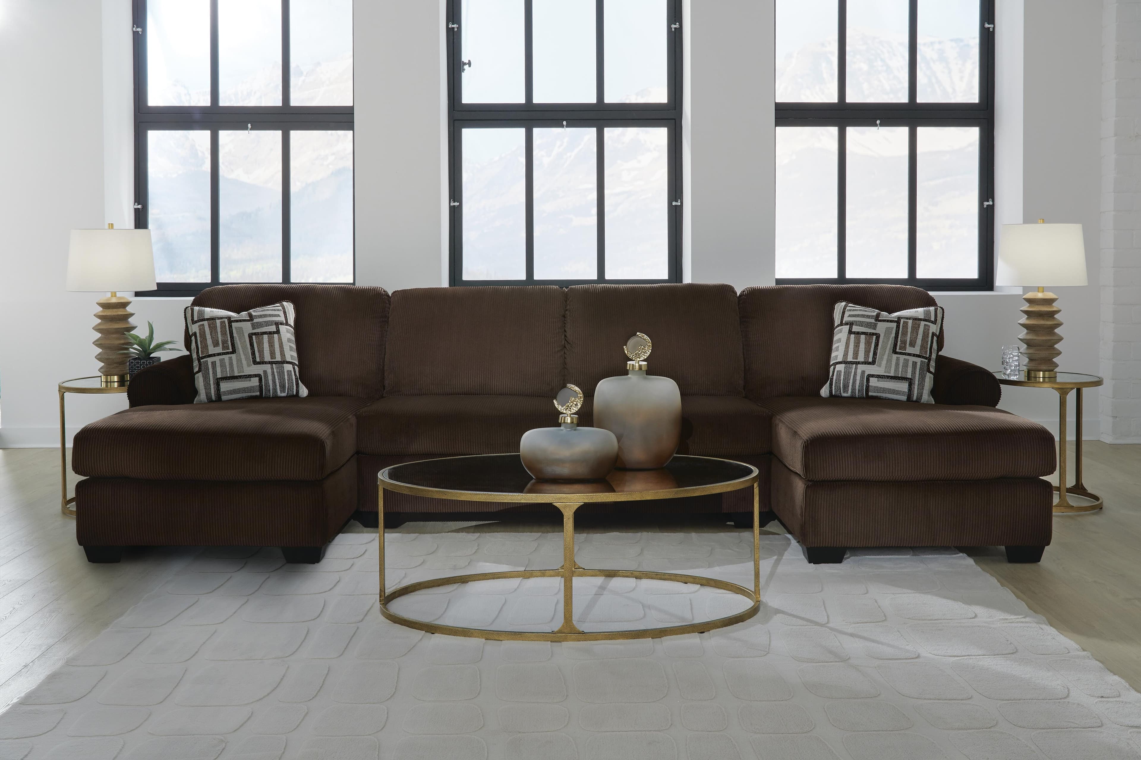 Landsings 3-Piece Sectional with Double Chaise — Chocolate — view 3