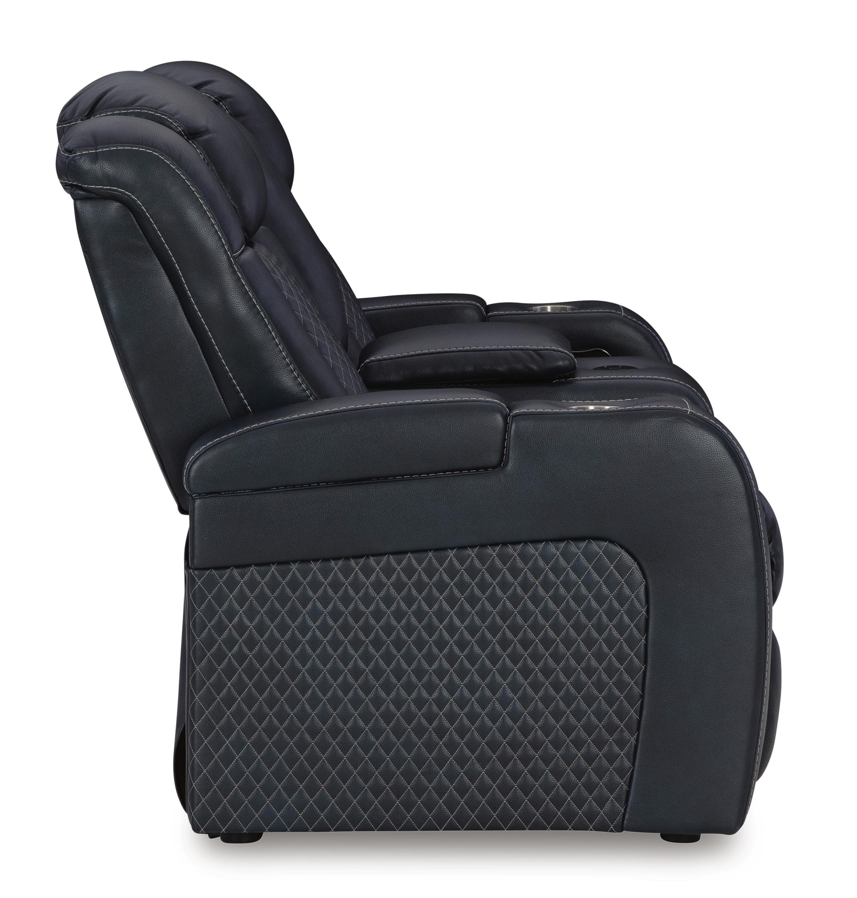 Fyne-Dyme Power Reclining Loveseat with Console — Blue — view 6