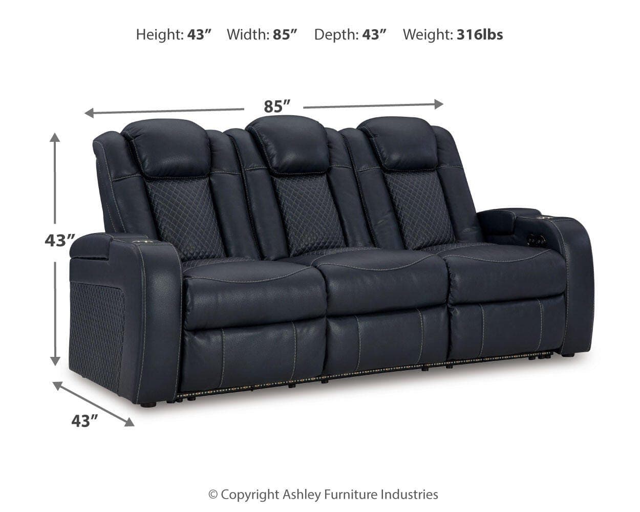 Fyne-Dyme Power Reclining Sofa — Blue — view 4