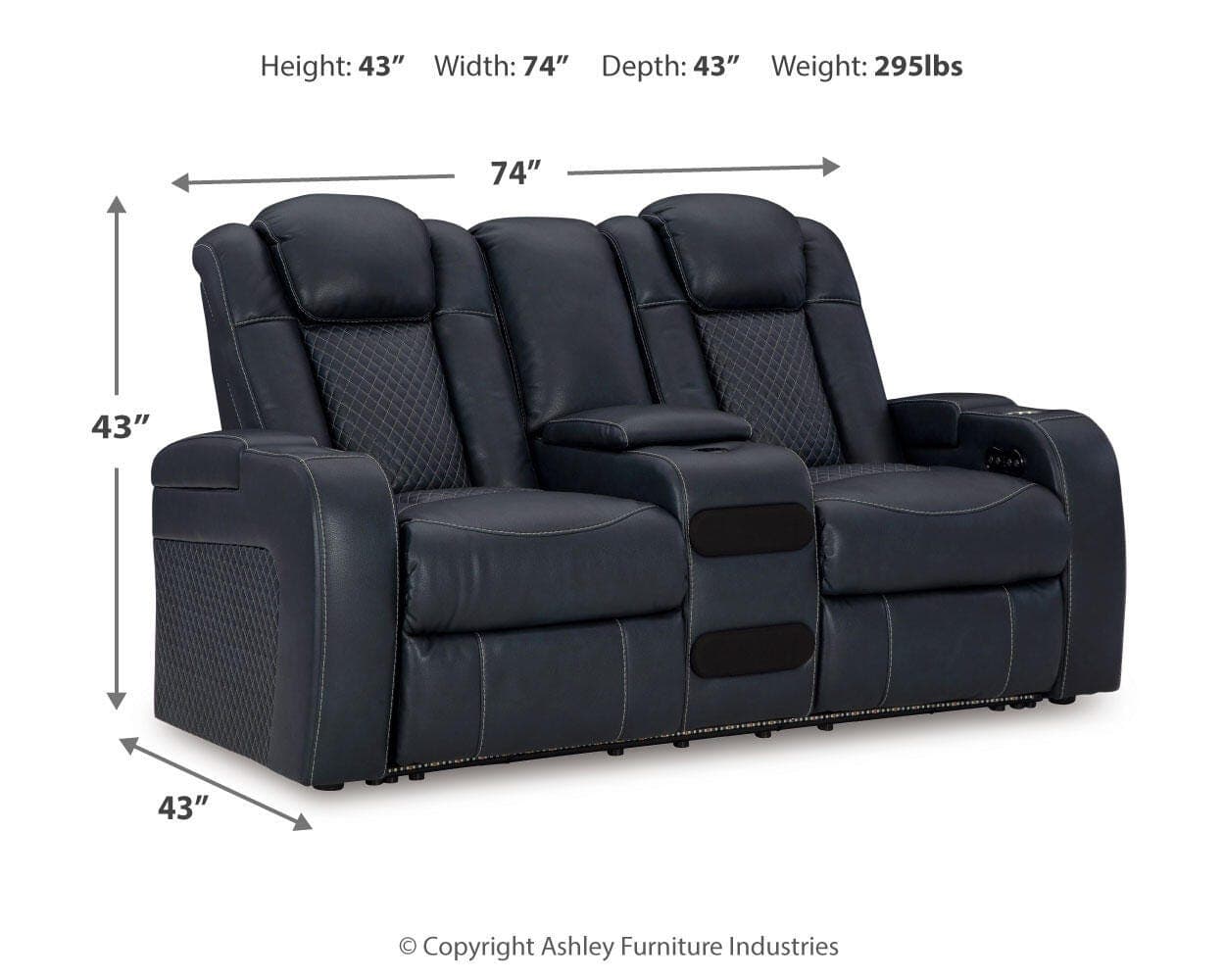 Fyne-Dyme Power Reclining Loveseat with Console — Blue — view 4