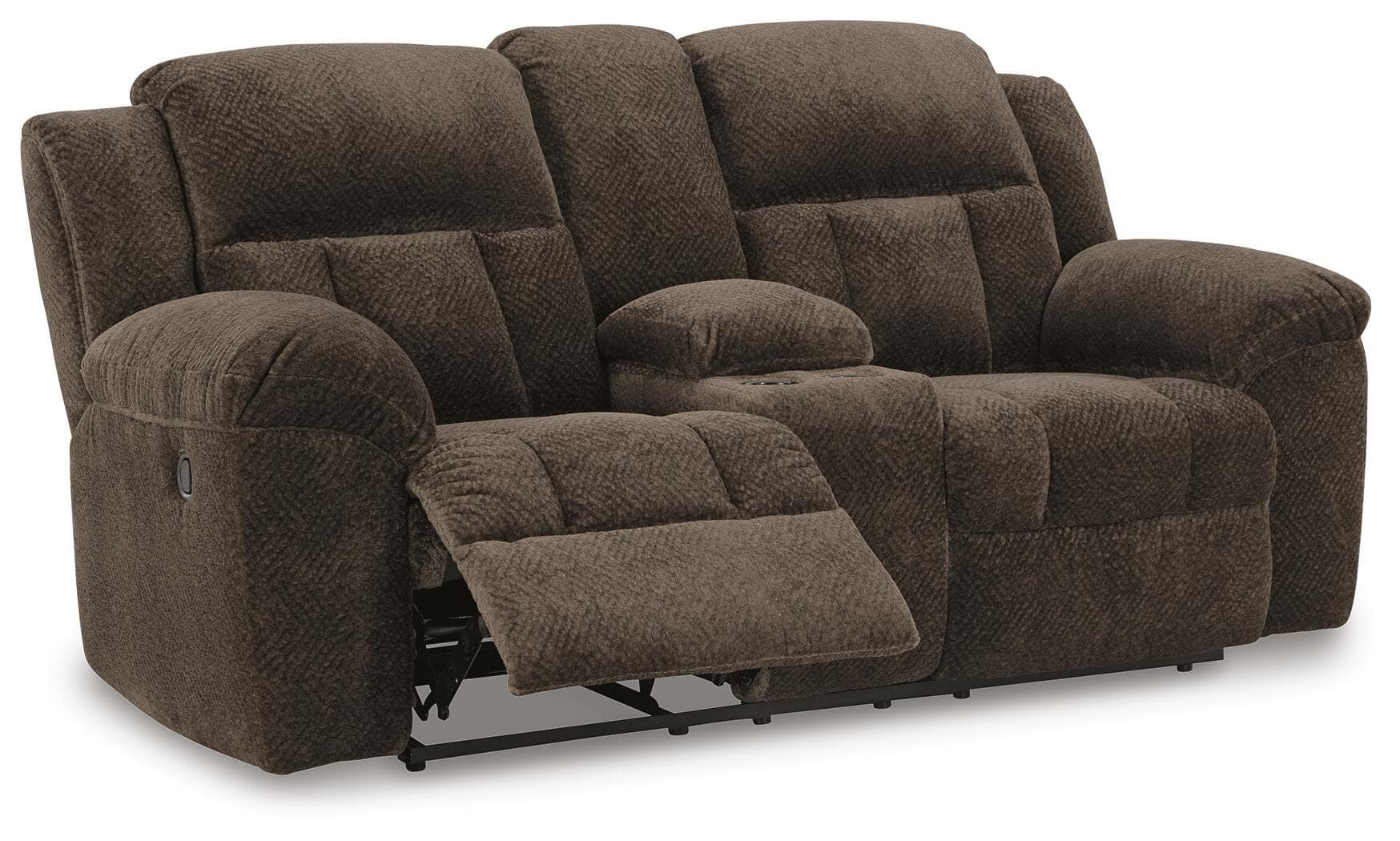 Frohn Reclining Loveseat with Console — Brown/Beige — view 3