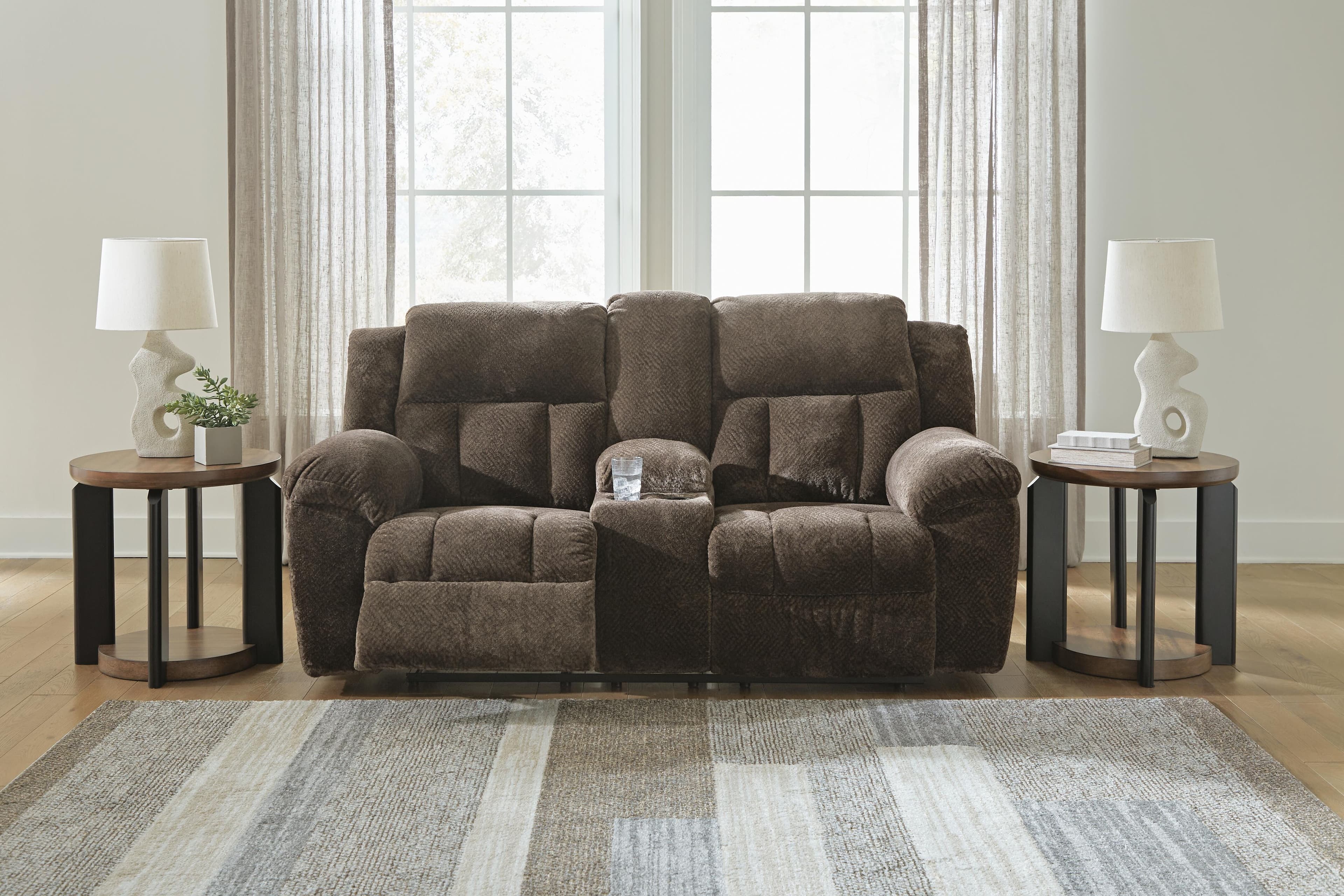 Frohn Reclining Loveseat with Console — Brown/Beige — view 7