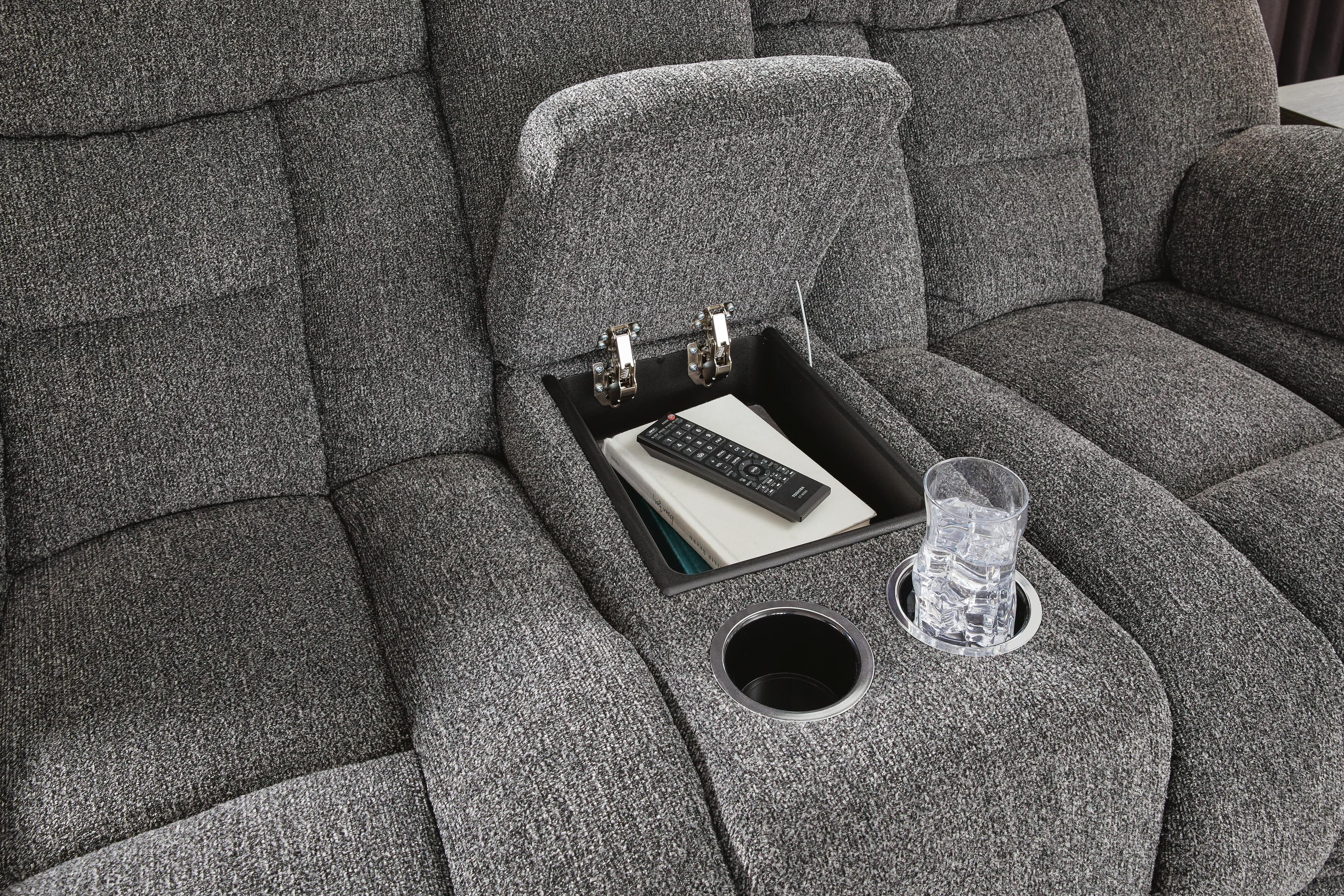 Foreside Reclining Loveseat with Console — Black/Gray — view 7