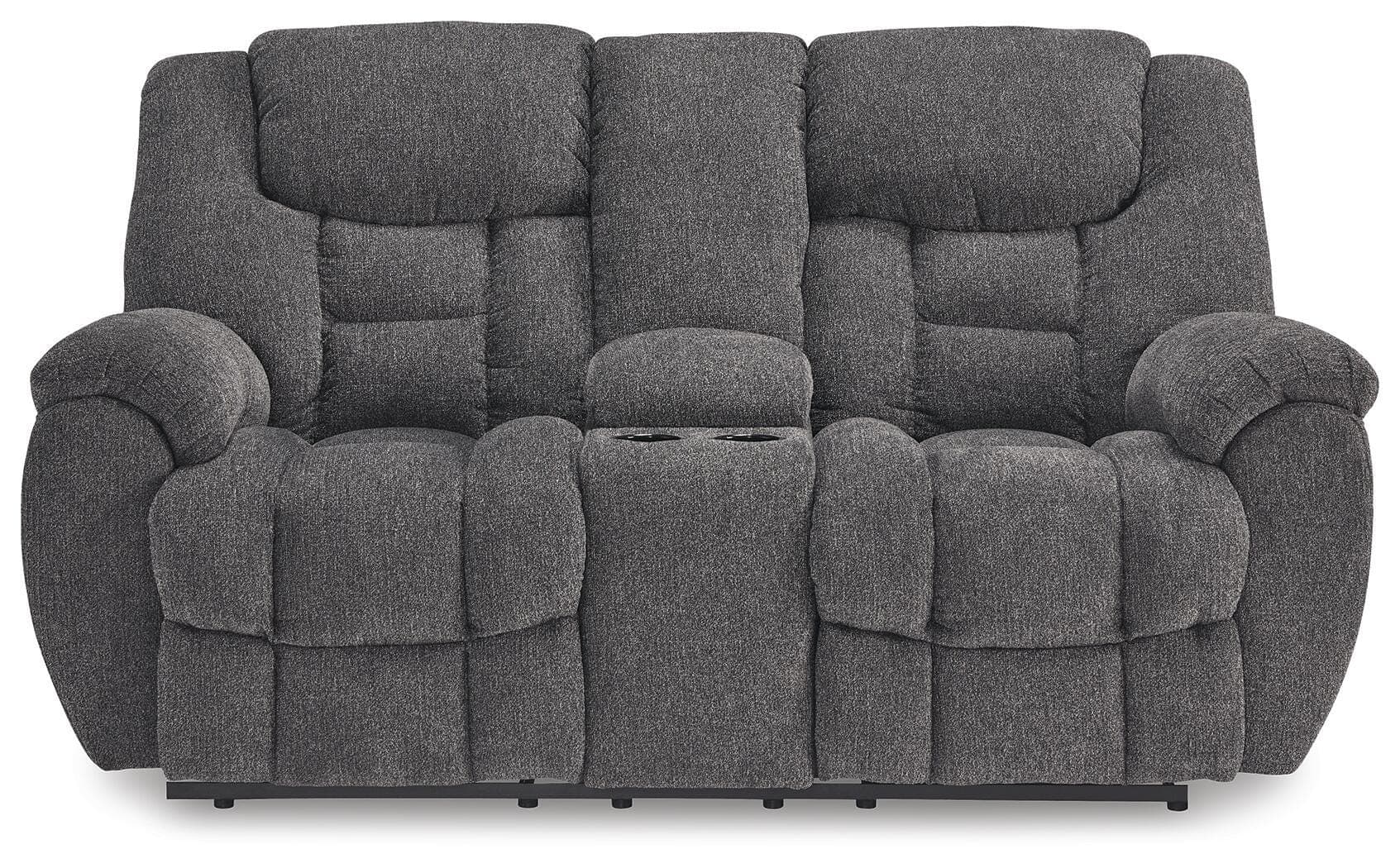 Foreside Reclining Loveseat with Console — Black/Gray — view 4