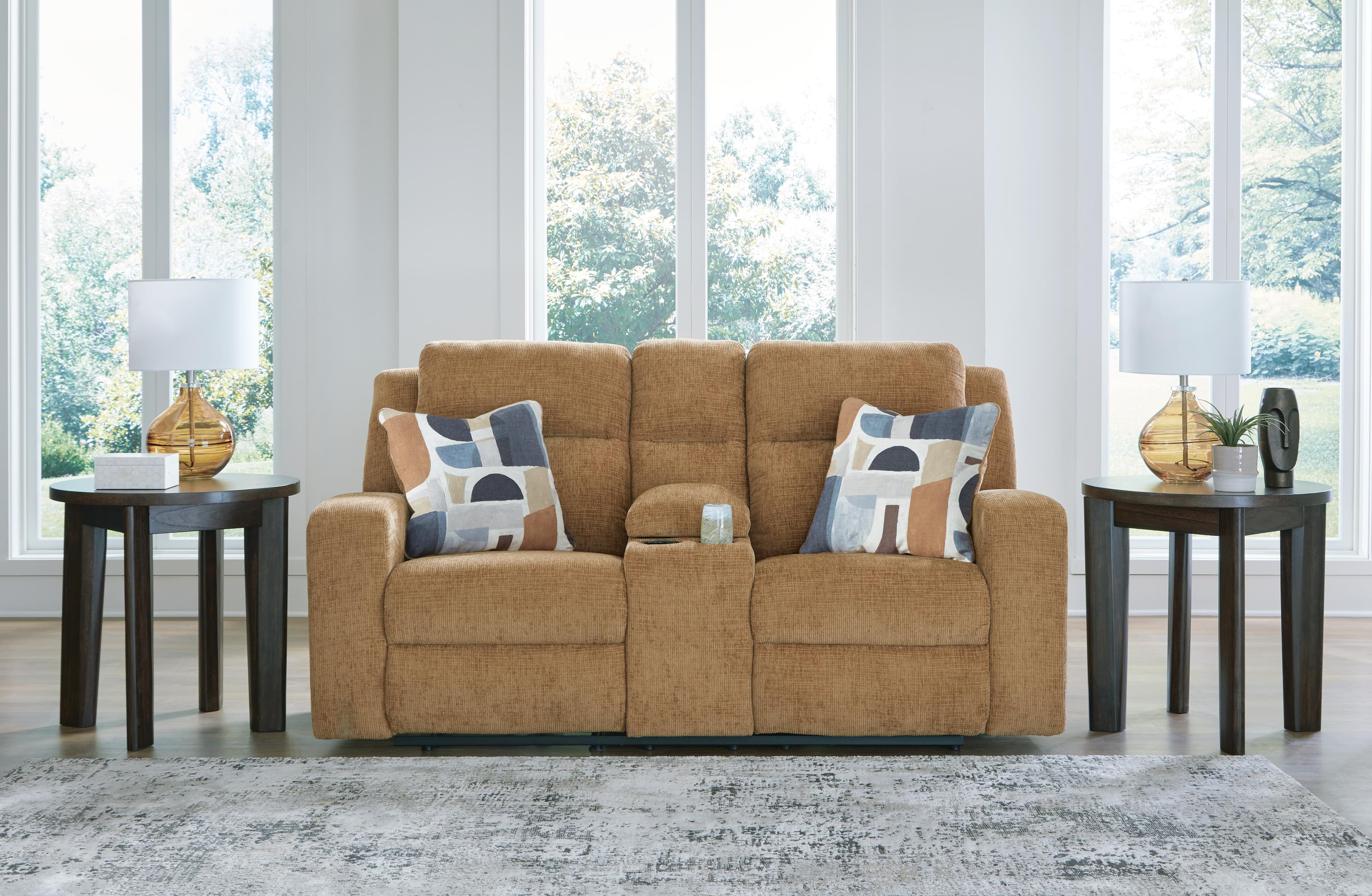 Kanlow Reclining Loveseat with Console — Yellow — view 2