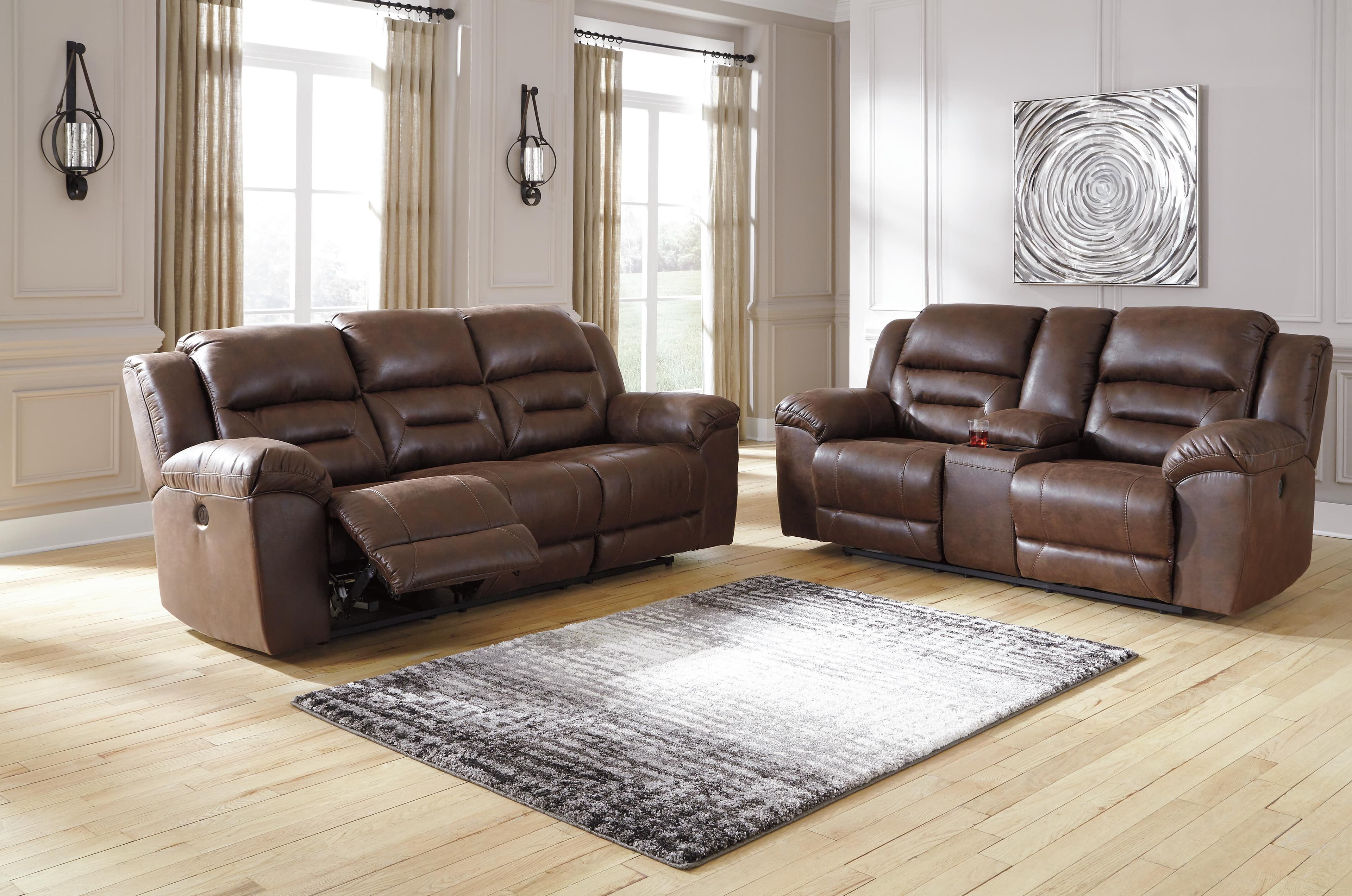 Stoneland Reclining Loveseat with Console — Brown/Beige — view 7