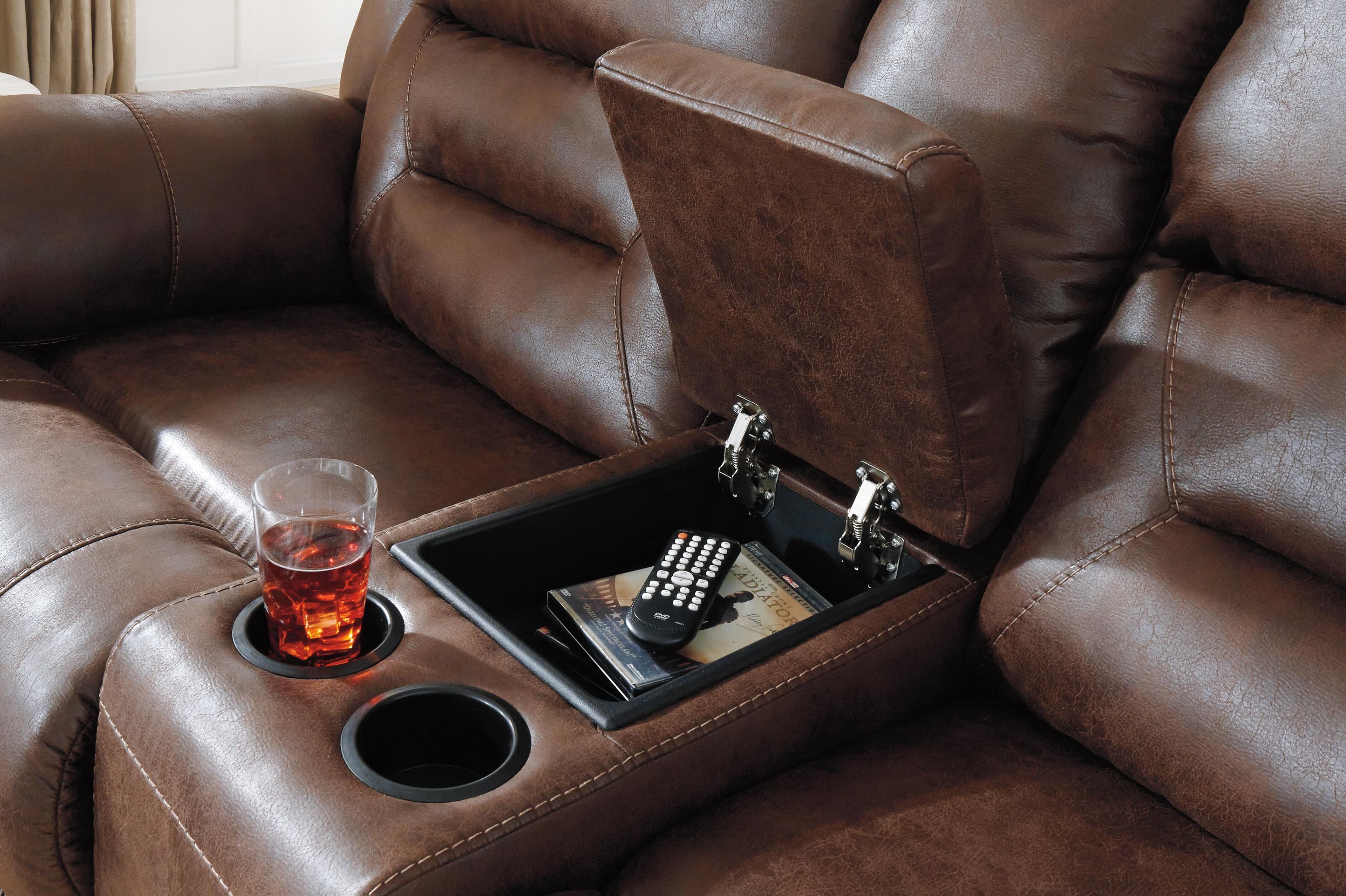 Stoneland Reclining Loveseat with Console — Brown/Beige — view 6