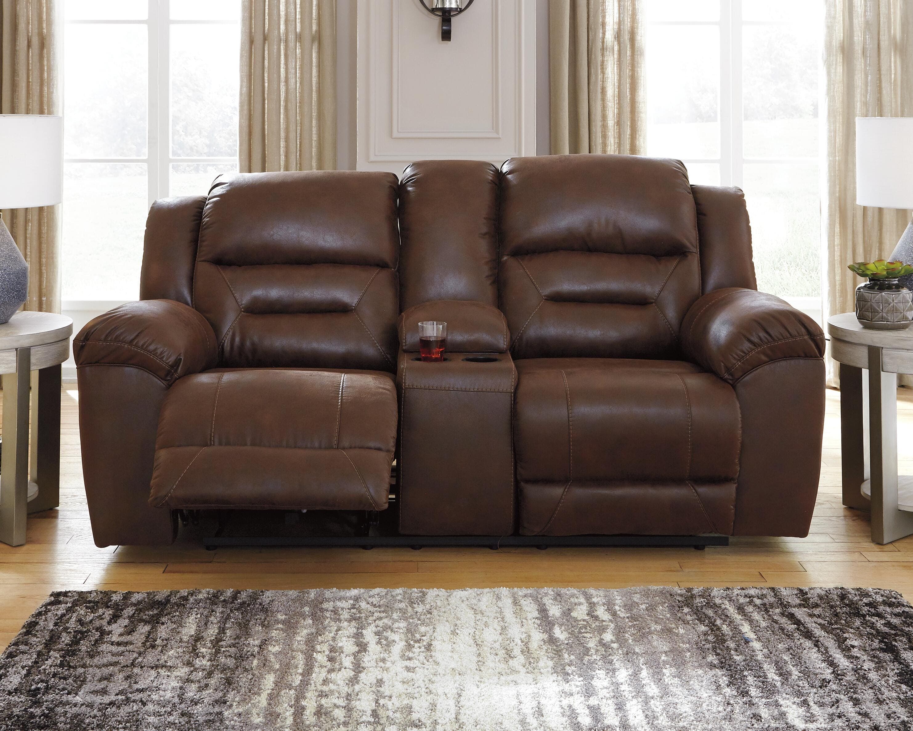 Stoneland Power Reclining Loveseat with Console — Brown/Beige — view 2
