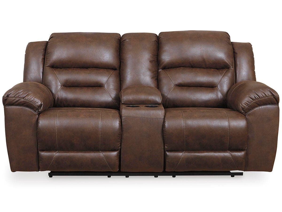 Stoneland Power Reclining Loveseat with Console — Brown/Beige — view 3
