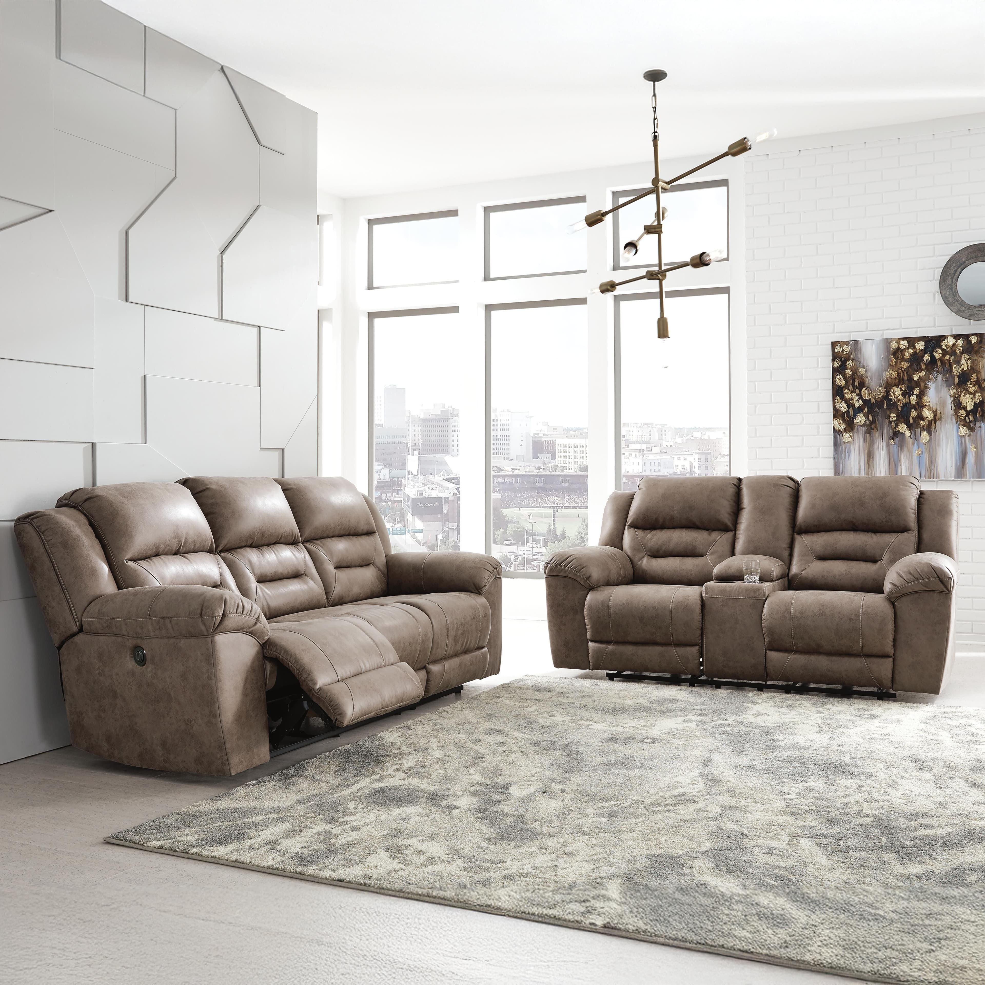 Stoneland Reclining Sofa — Brown/Beige — view 6