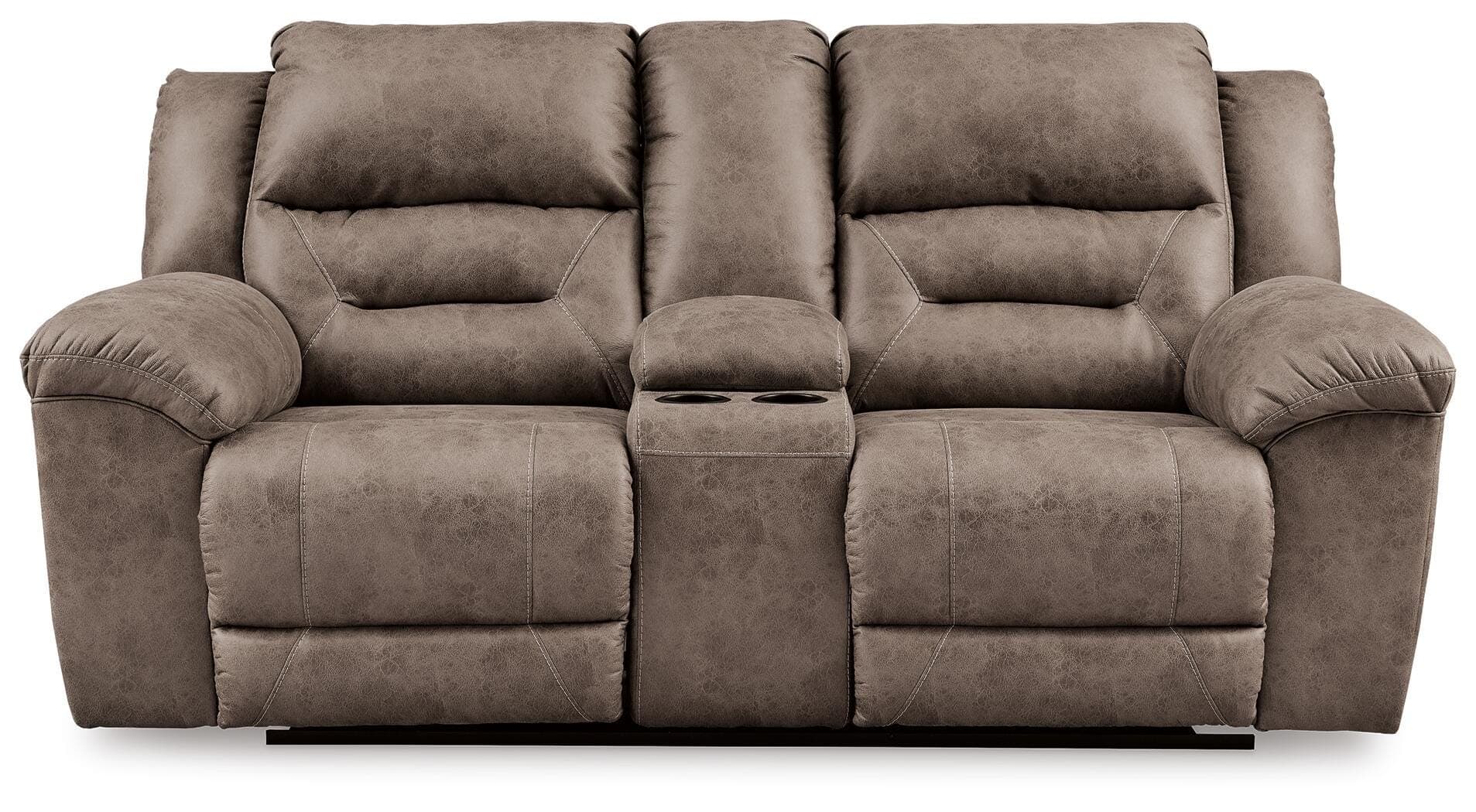 Stoneland Reclining Loveseat with Console — Brown/Beige — view 2