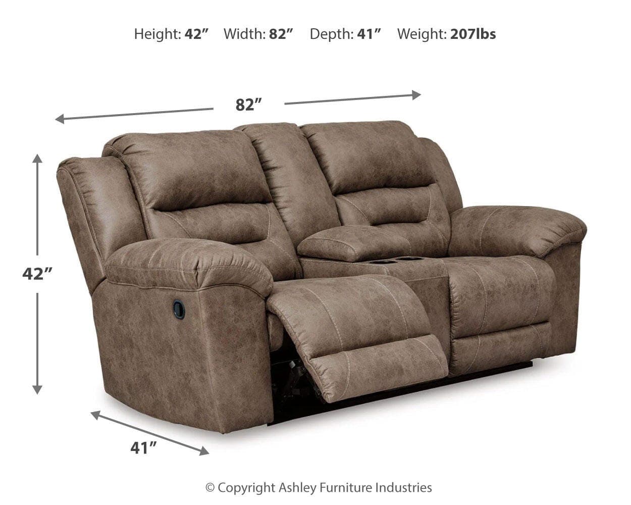 Stoneland Reclining Loveseat with Console — Brown/Beige — view 6