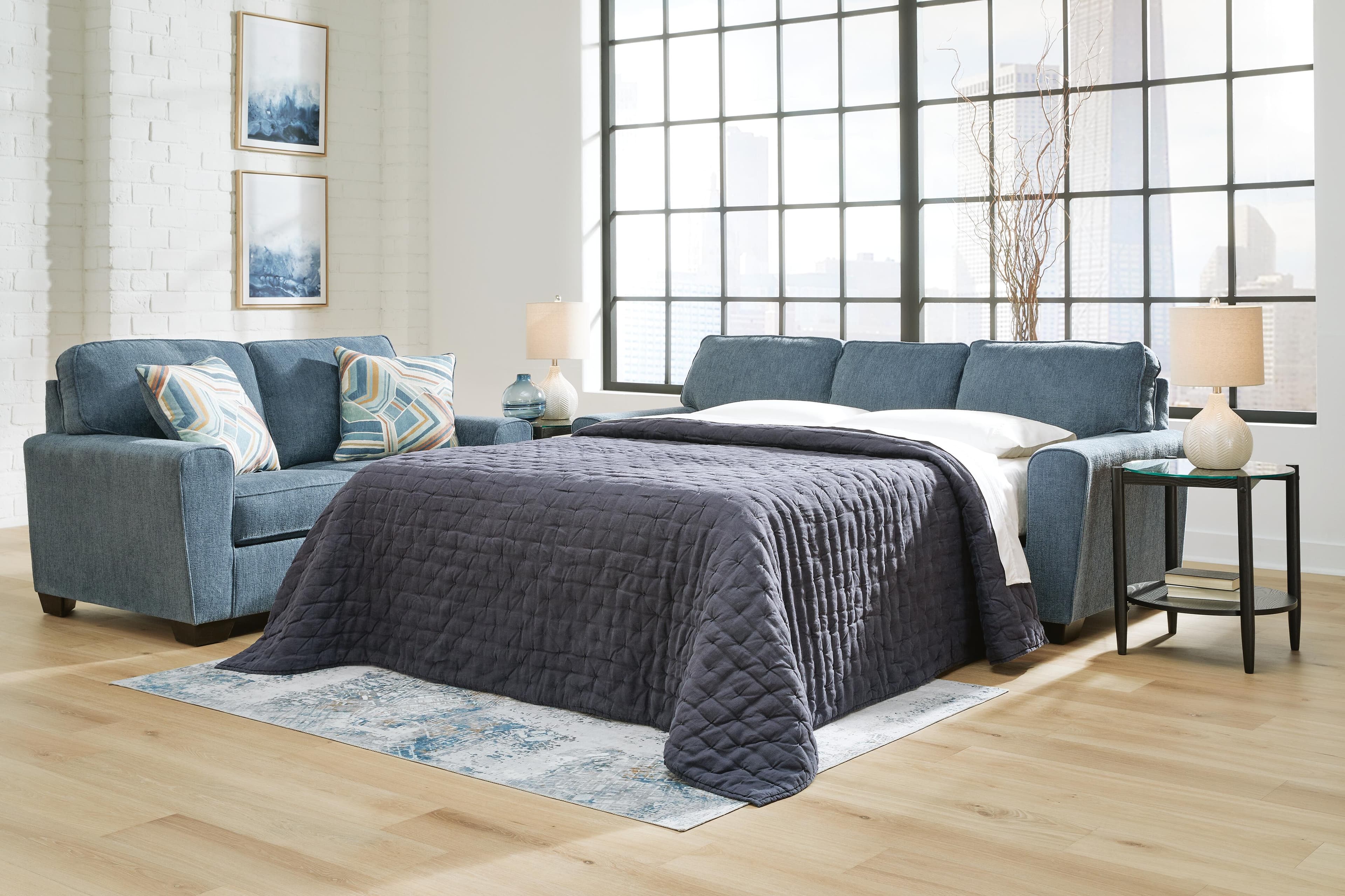 Cashton Queen Sofa Sleeper — Blue — view 2