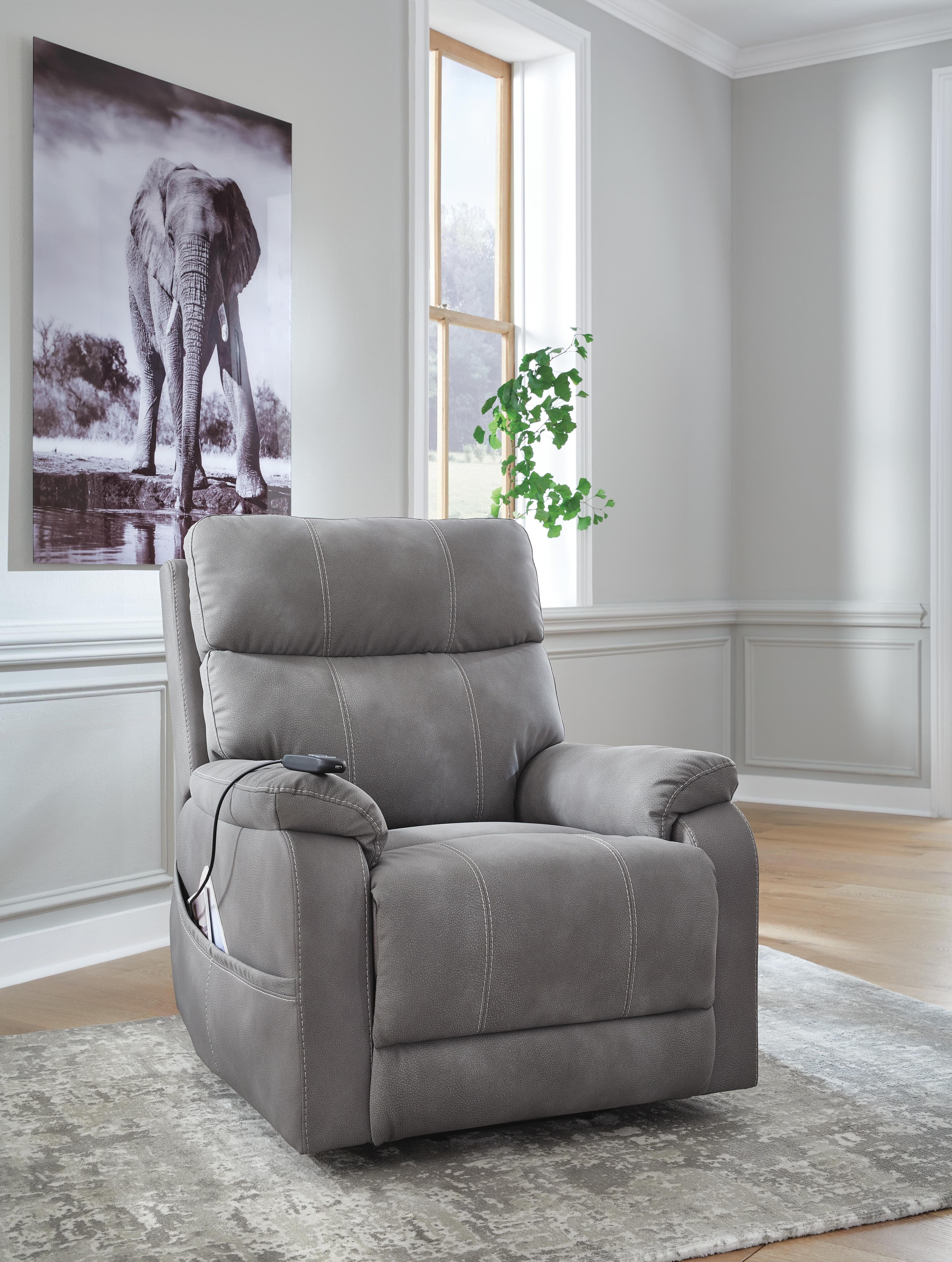 Next-Gen Durapella Power Lift Recliner — Black/Gray — view 2