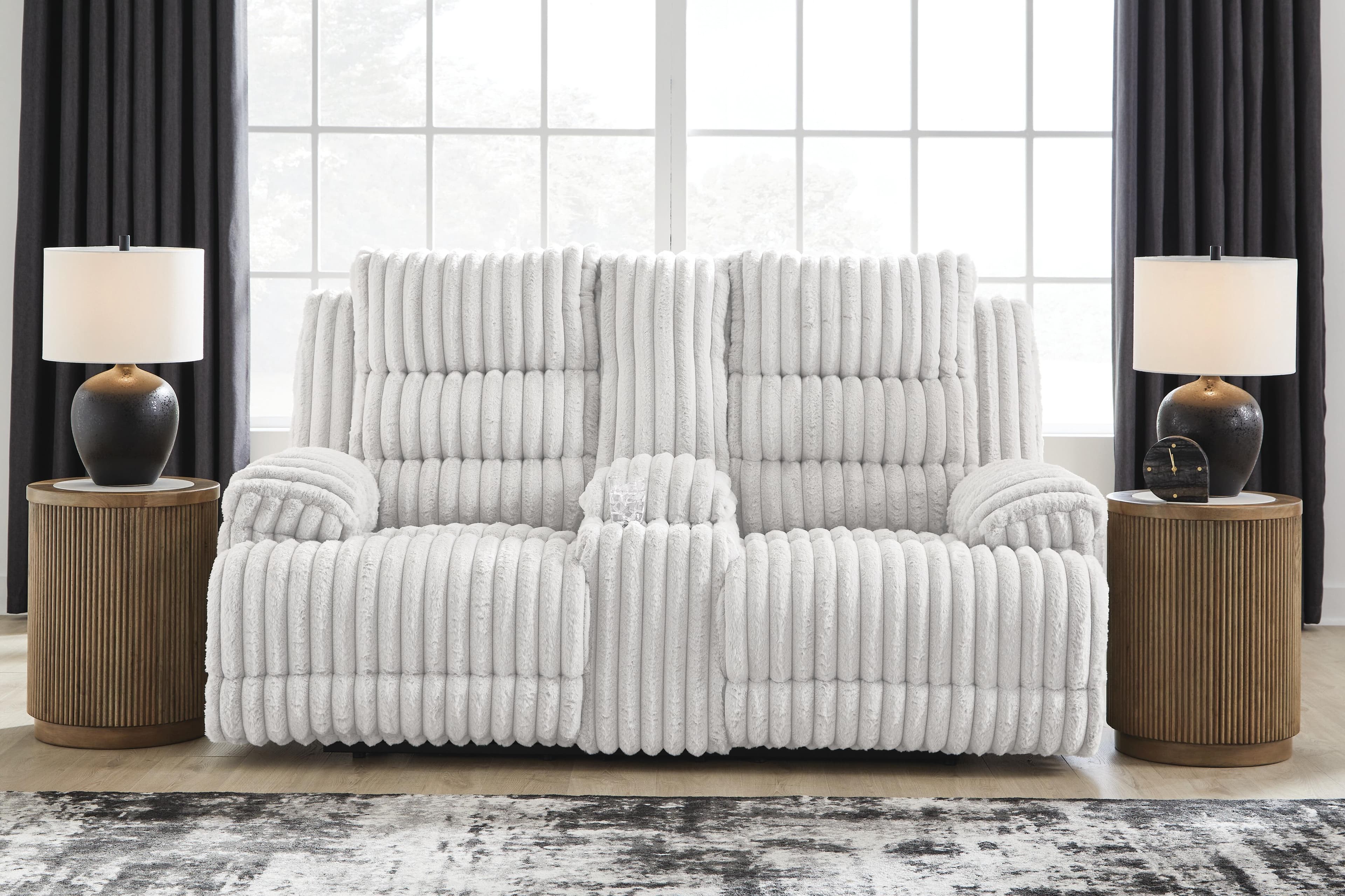 Technique Power Reclining Loveseat with Console — Black/Gray — view 2
