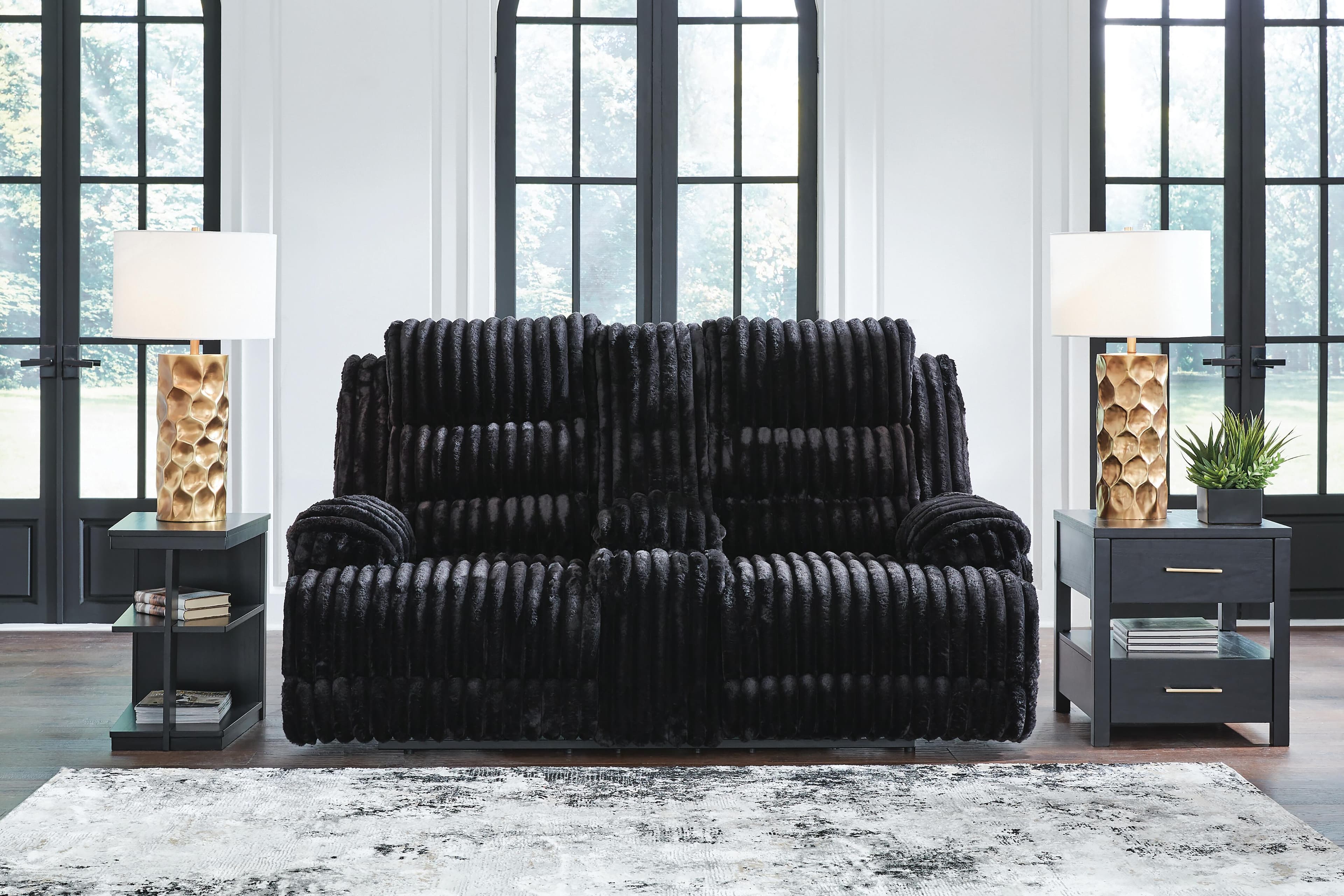Technique Power Reclining Loveseat with Console — Black/Gray — view 2