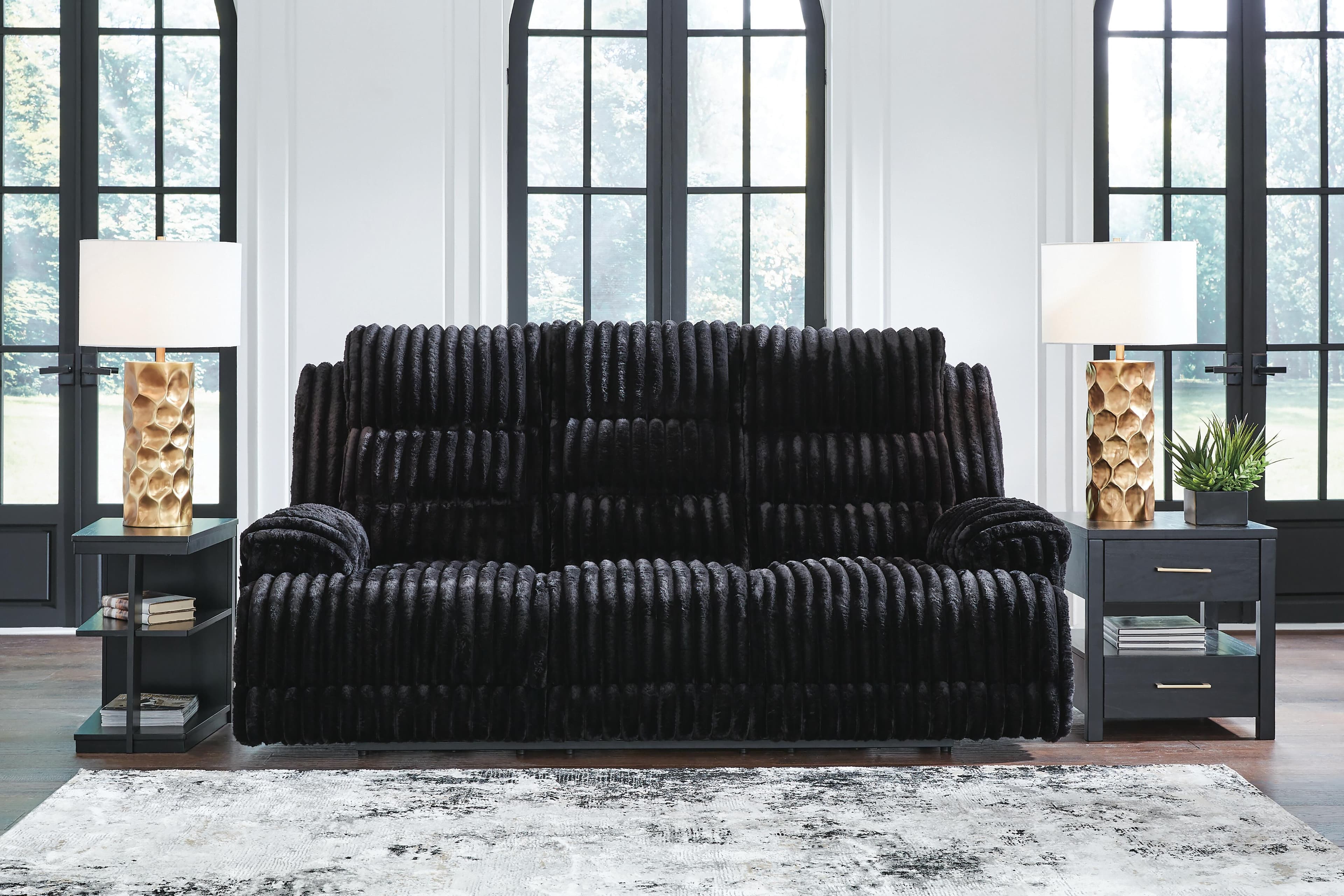 Technique Power Reclining Sofa with Drop Down Table — Black/Gray — view 2