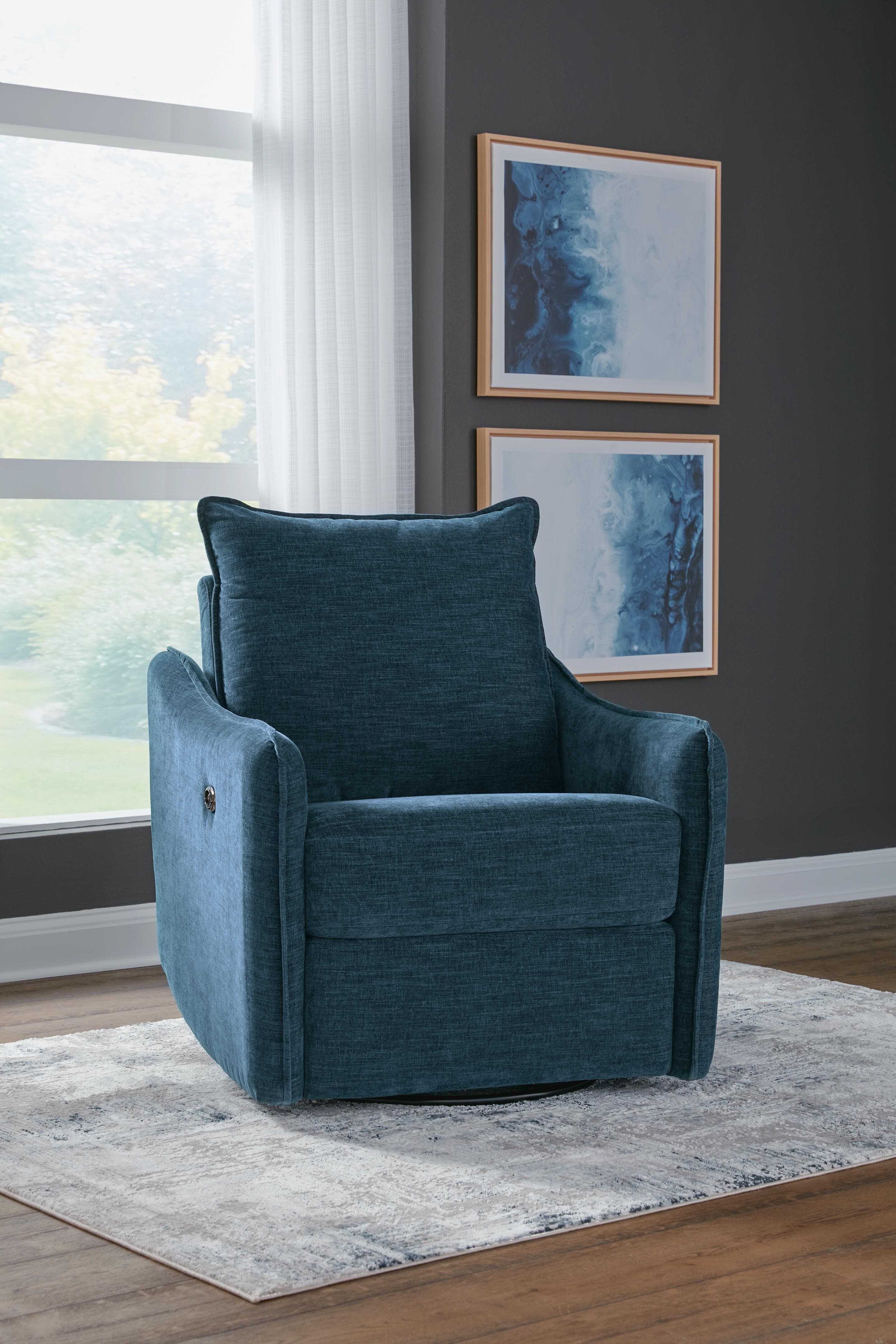 McBurg Swivel Power Recliner — Blue — view 2