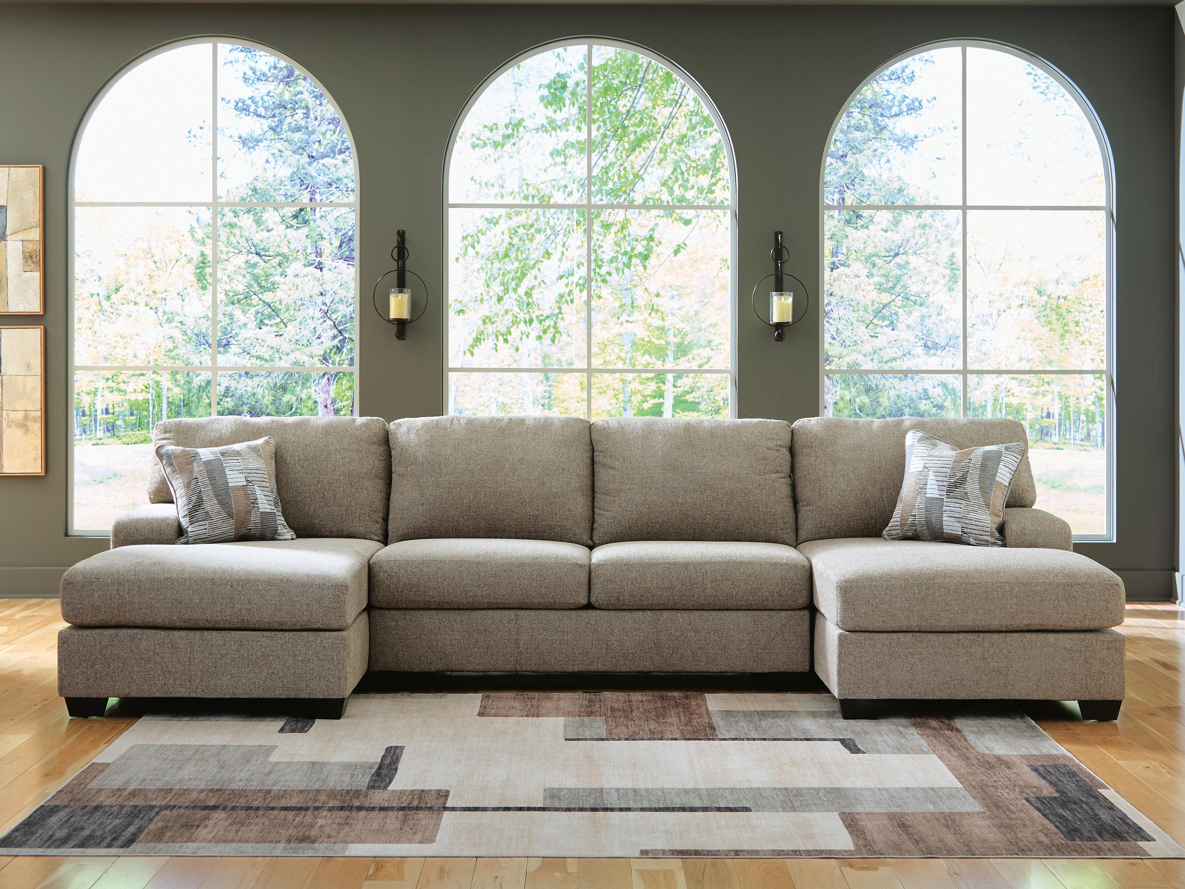 Newellen 3-Piece Sleeper Sectional with Double Chaise — Hemp — view 2