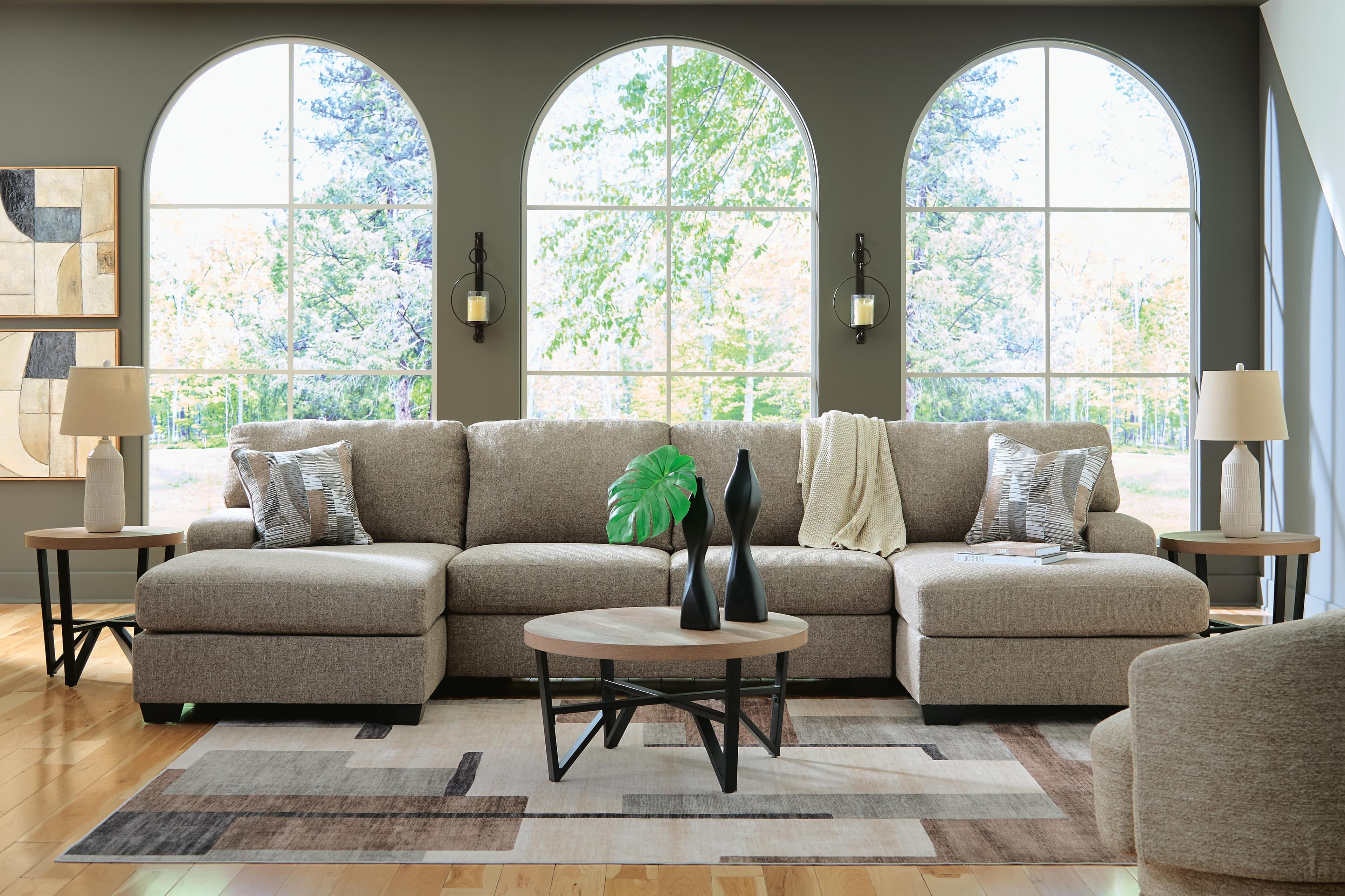 Newellen 3-Piece Sectional with Chaise — Hemp — view 4