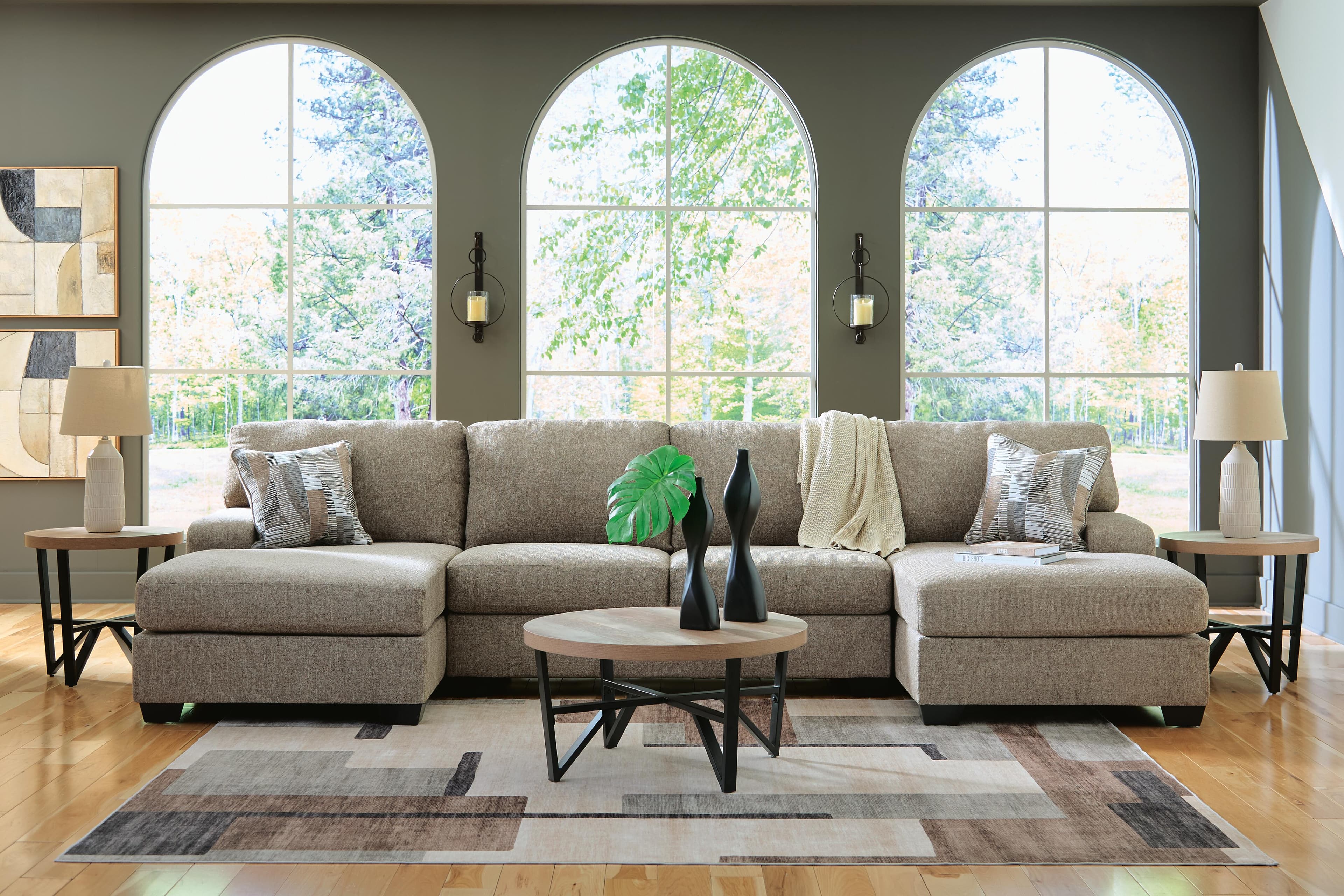 Newellen 3-Piece Sectional with Chaise — Hemp — view 3