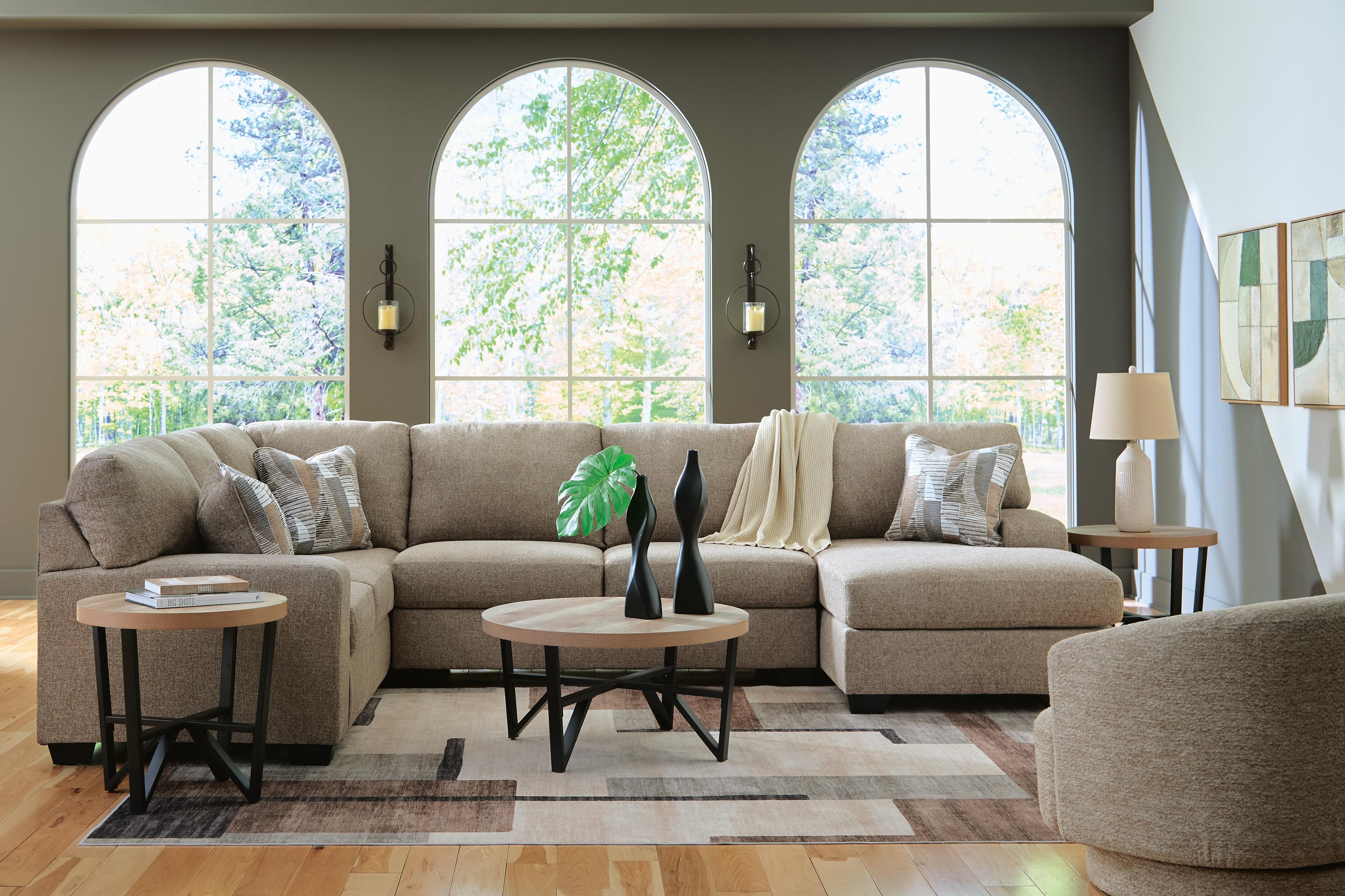 Newellen 3-Piece Sectional with Chaise — Hemp — view 4