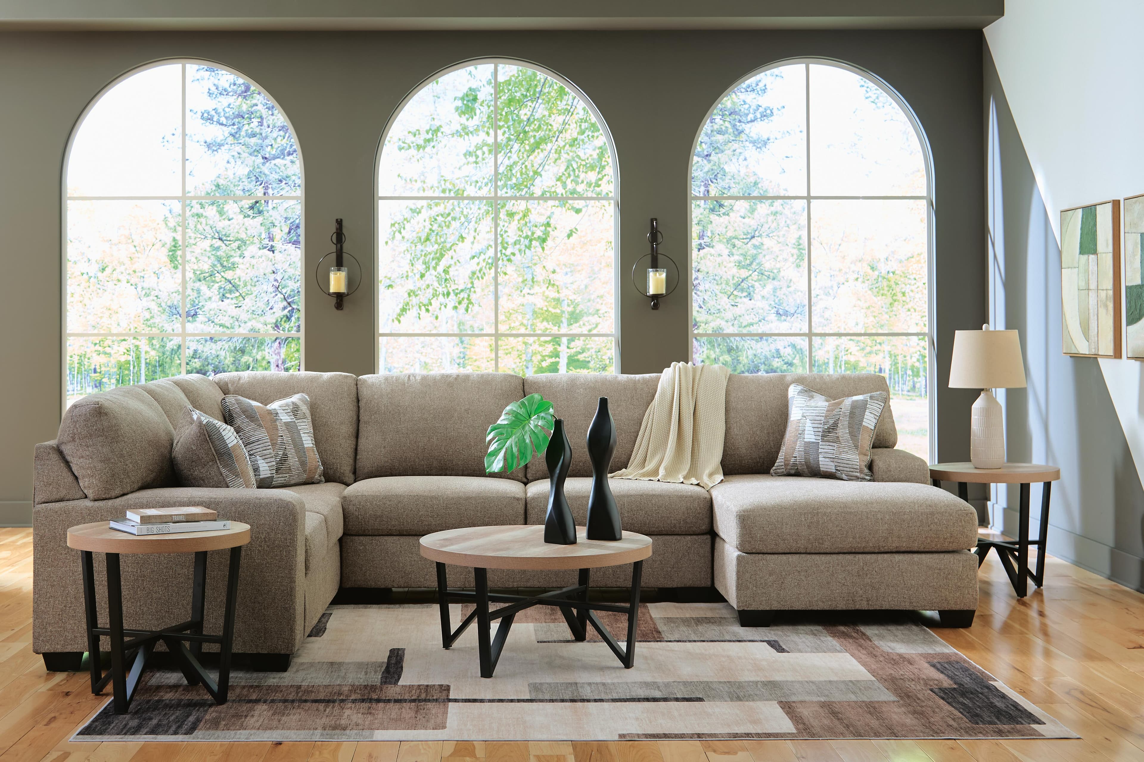 Newellen 3-Piece Sectional with Chaise — Hemp — view 3