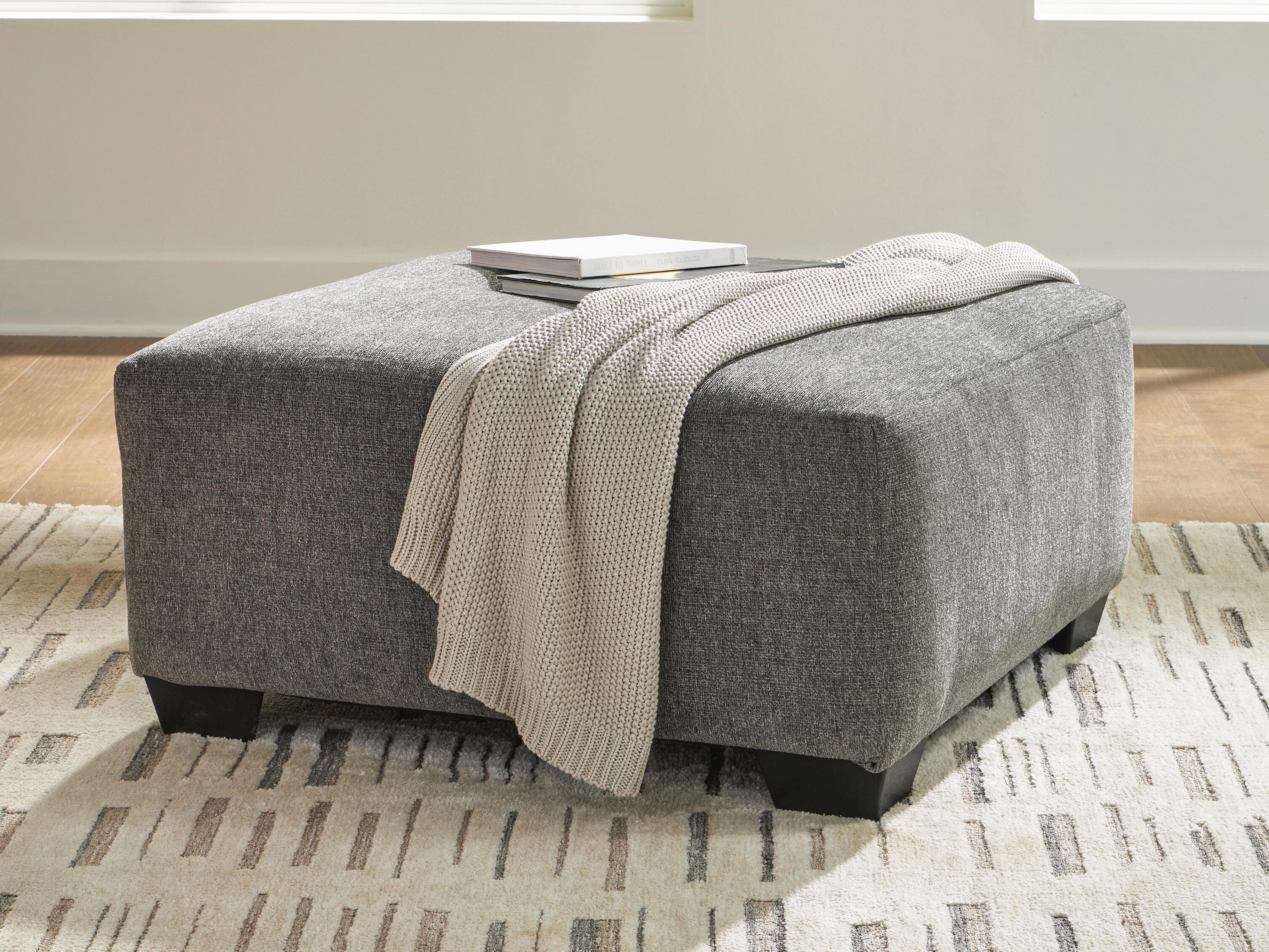 Newellen Oversized Accent Ottoman — Black/Gray — view 2