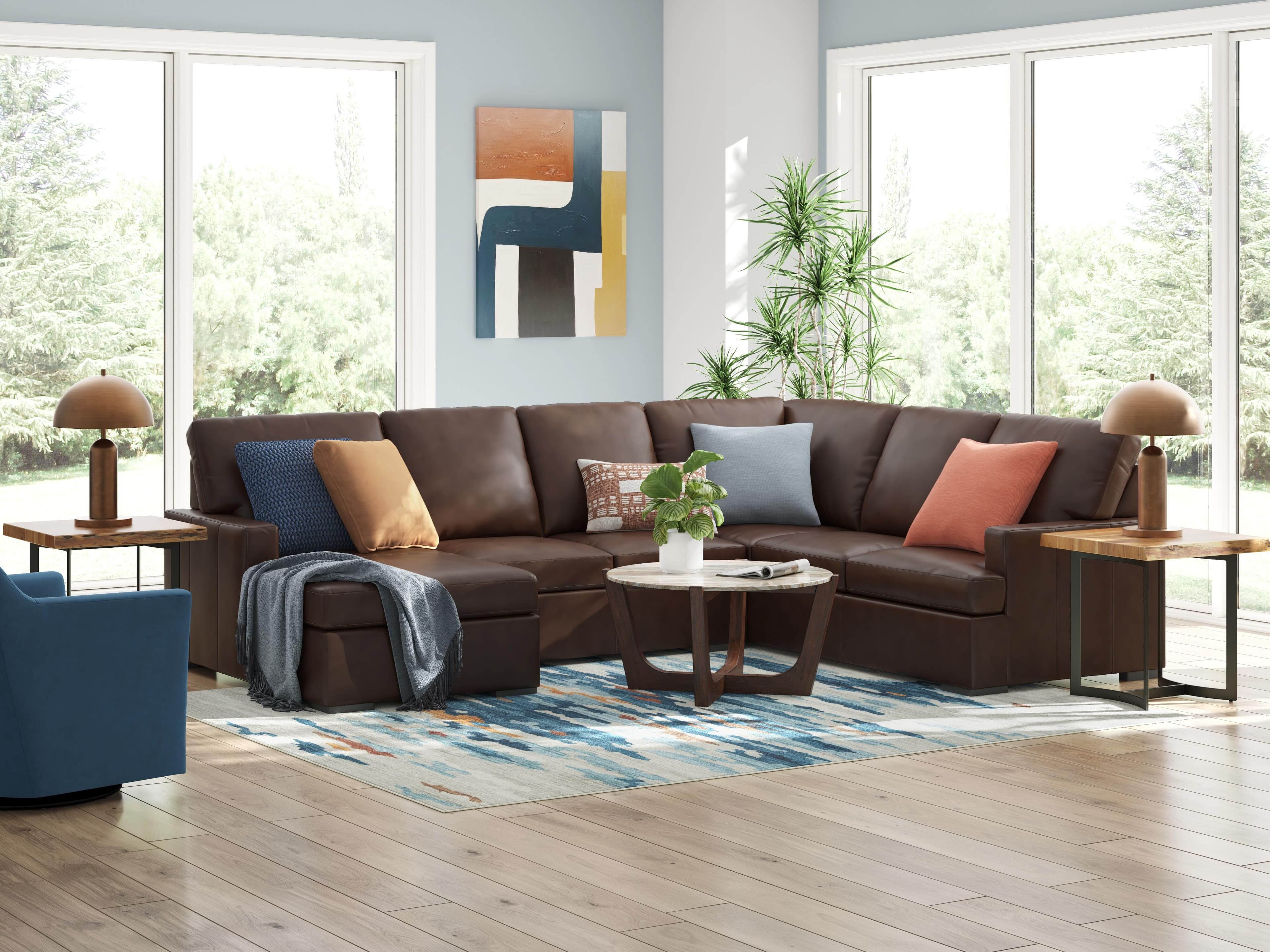 Modern Day 3-Piece Sectional with Chaise — Brown/Beige — view 2