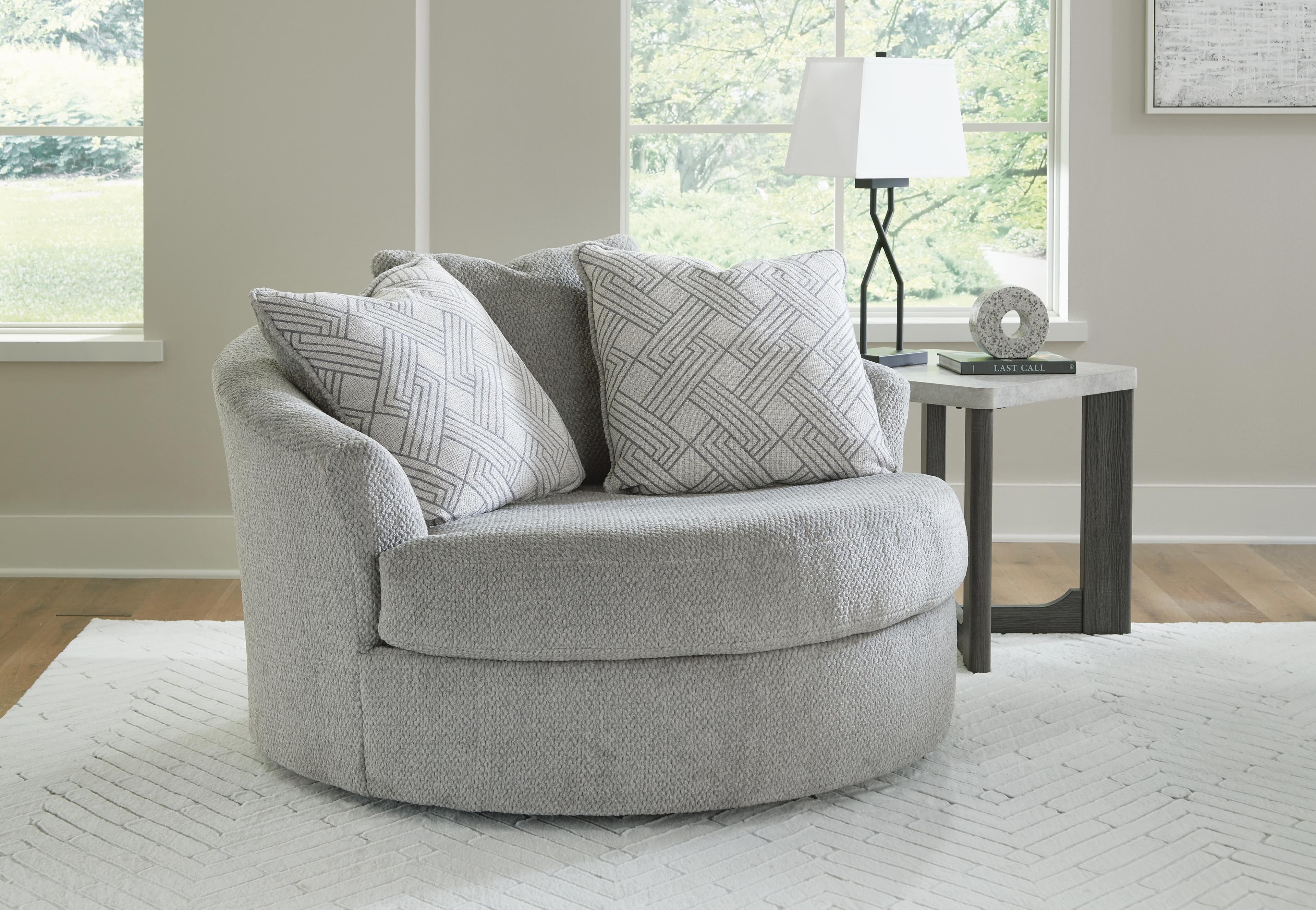 Casselbury Oversized Swivel Accent Chair — Black/Gray — view 2