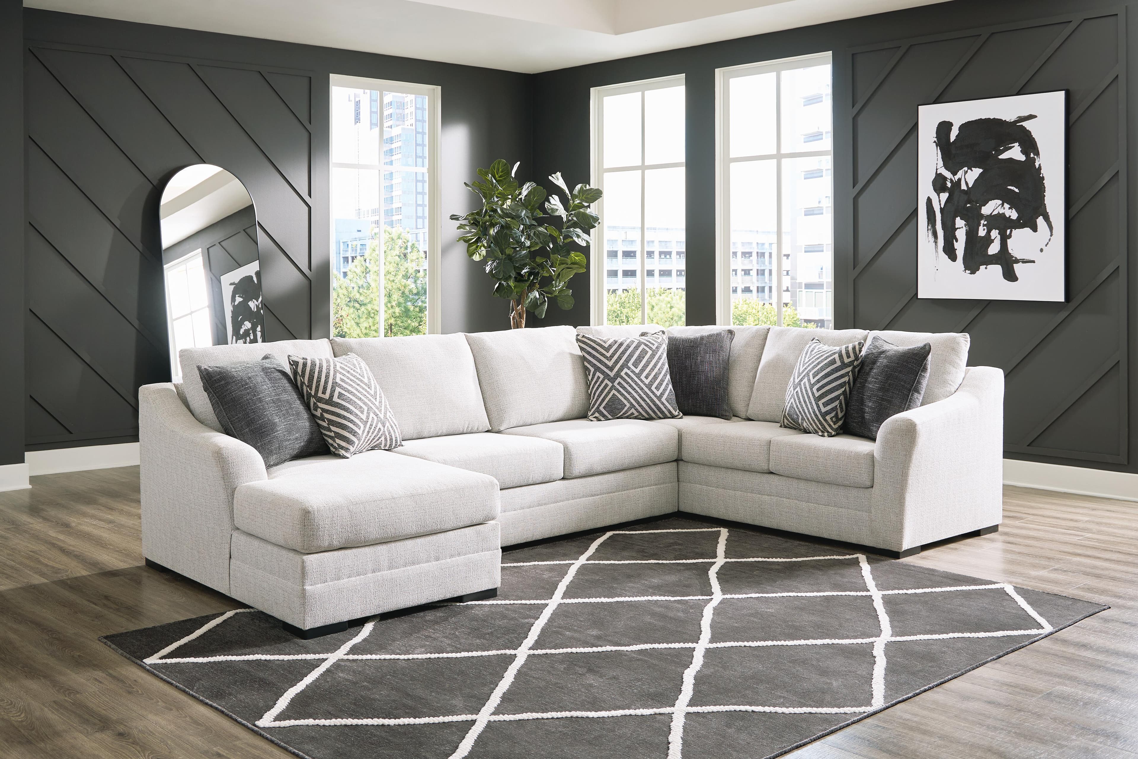 Koralynn 3-Piece Sectional with Chaise — Black/Gray — view 2