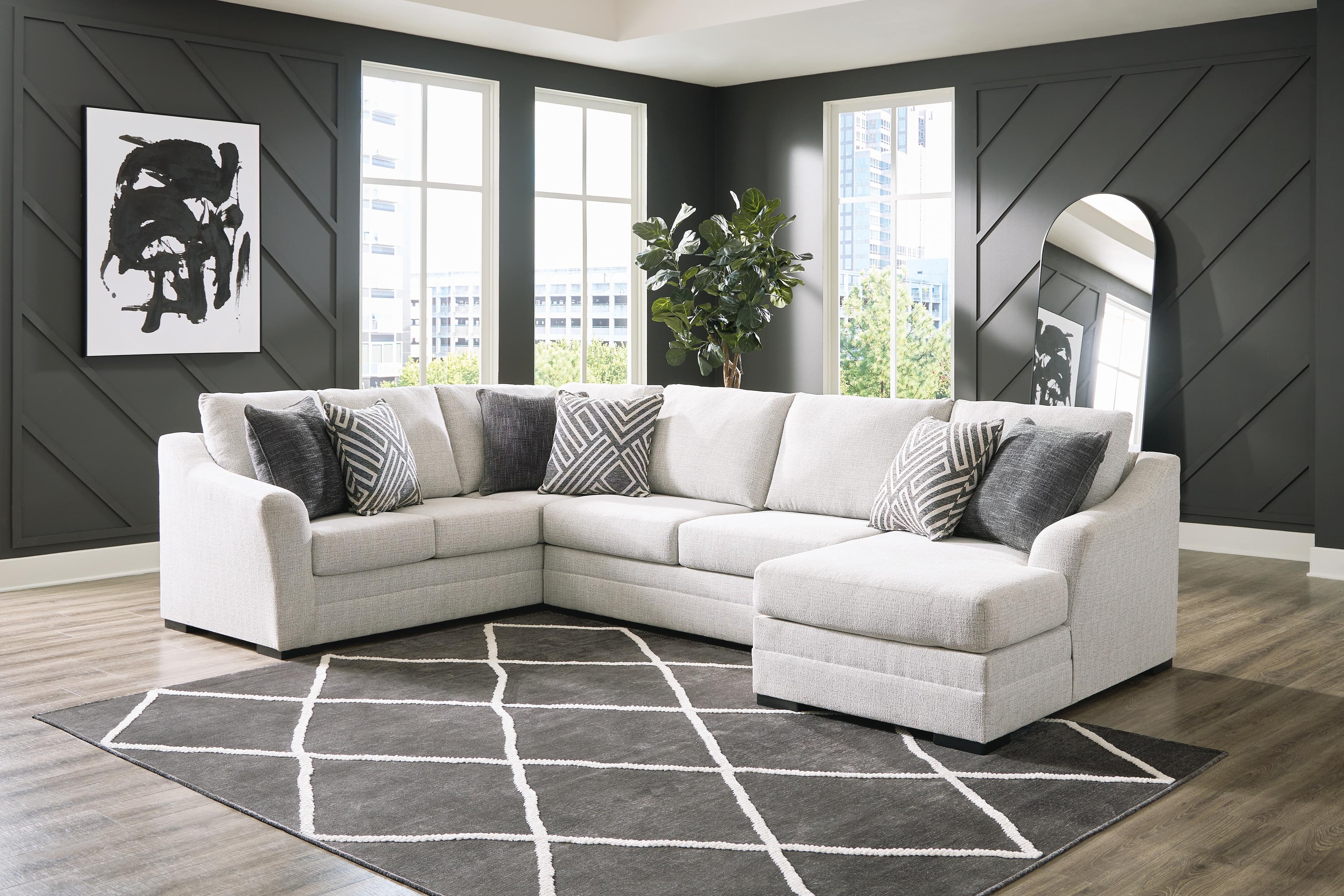 Koralynn 3-Piece Sectional with Chaise — Black/Gray — view 2